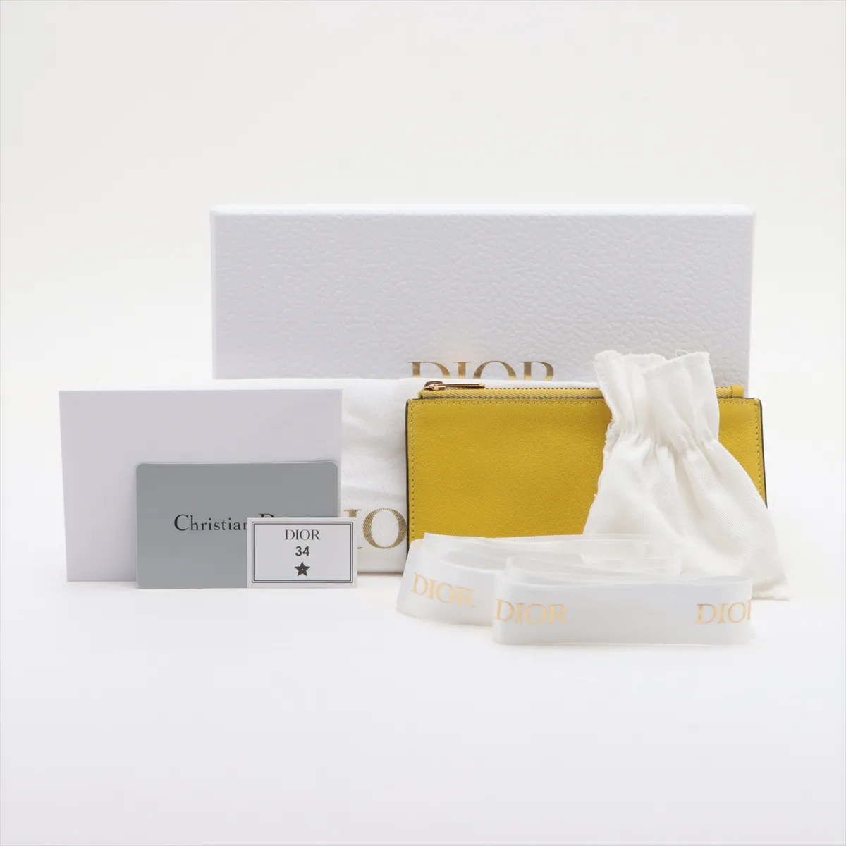 Saddle Leather Chain Wallet, Yellow — view 12