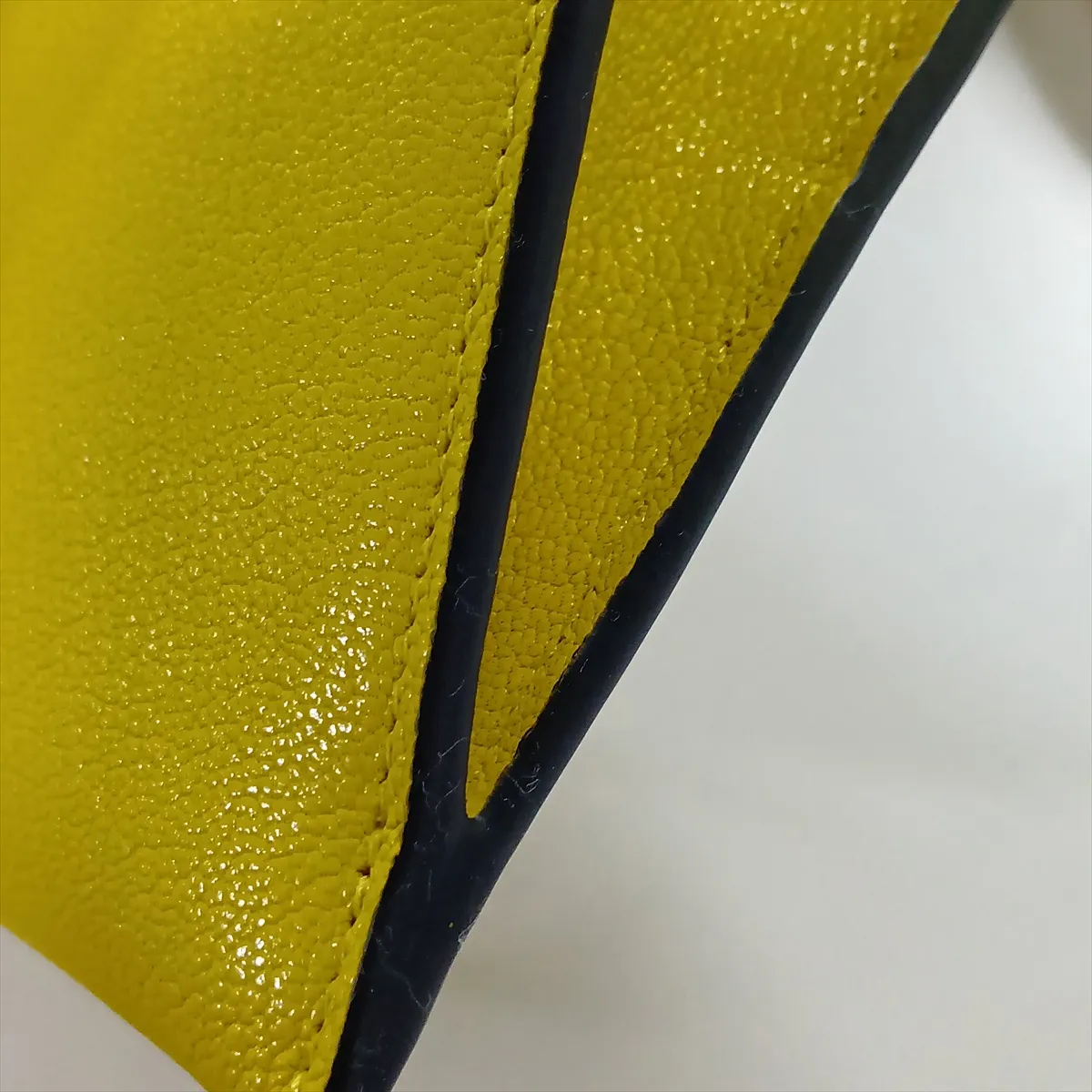 Saddle Leather Chain Wallet, Yellow — view 14