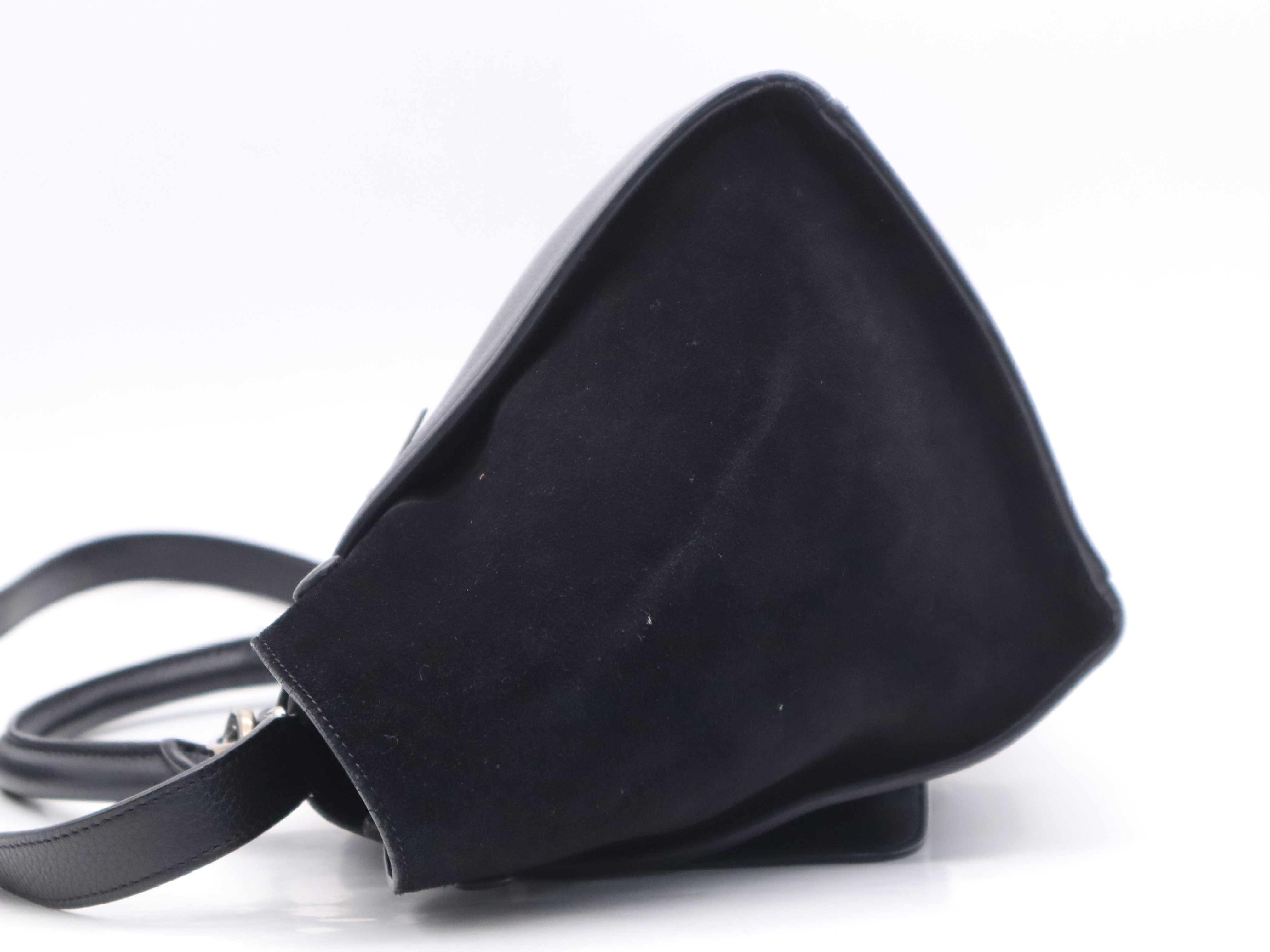 Leather Handbag in Black with Silver Hardware, Shoulder Strap, and Dust Bag — view 3