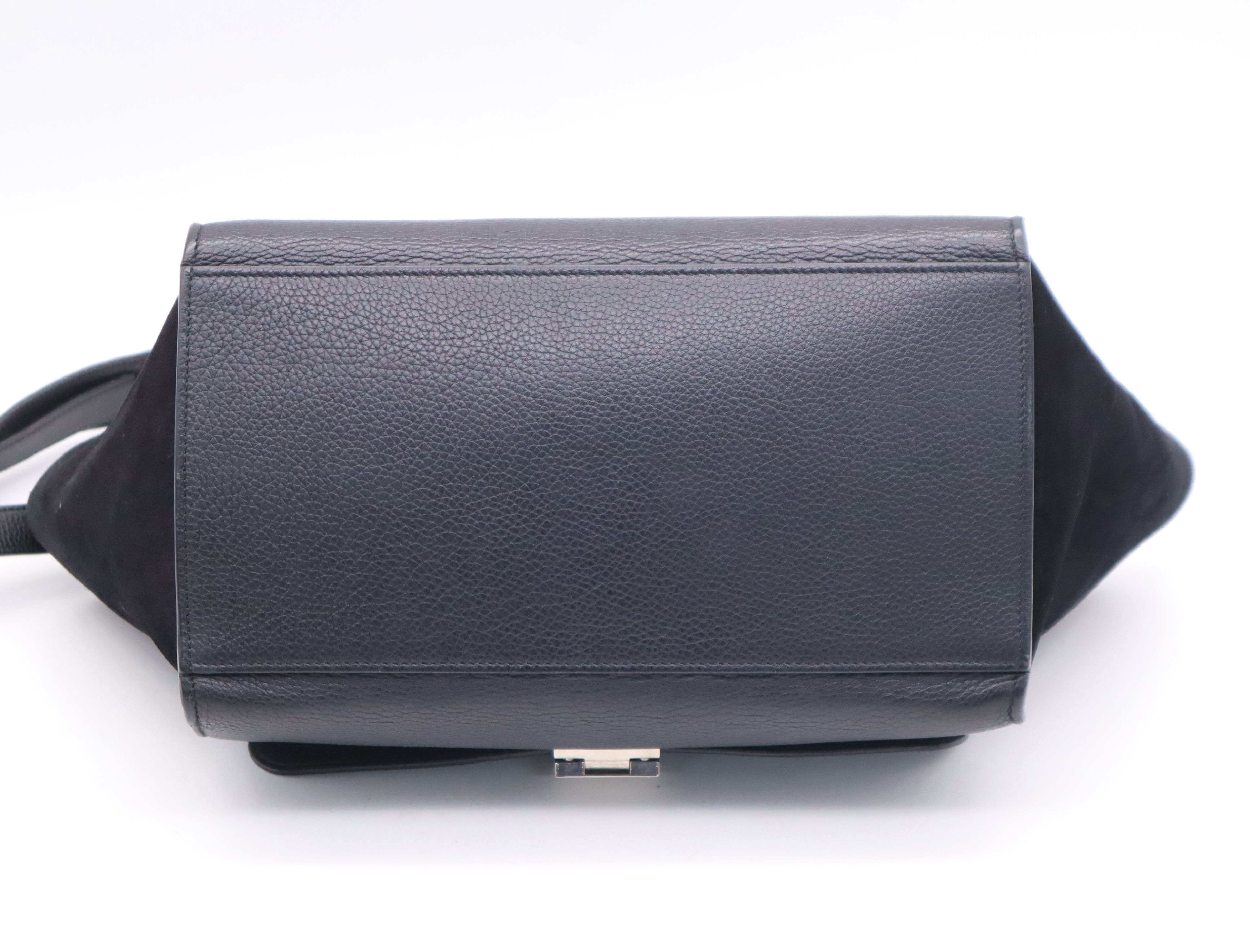 Leather Handbag in Black with Silver Hardware, Shoulder Strap, and Dust Bag — view 4