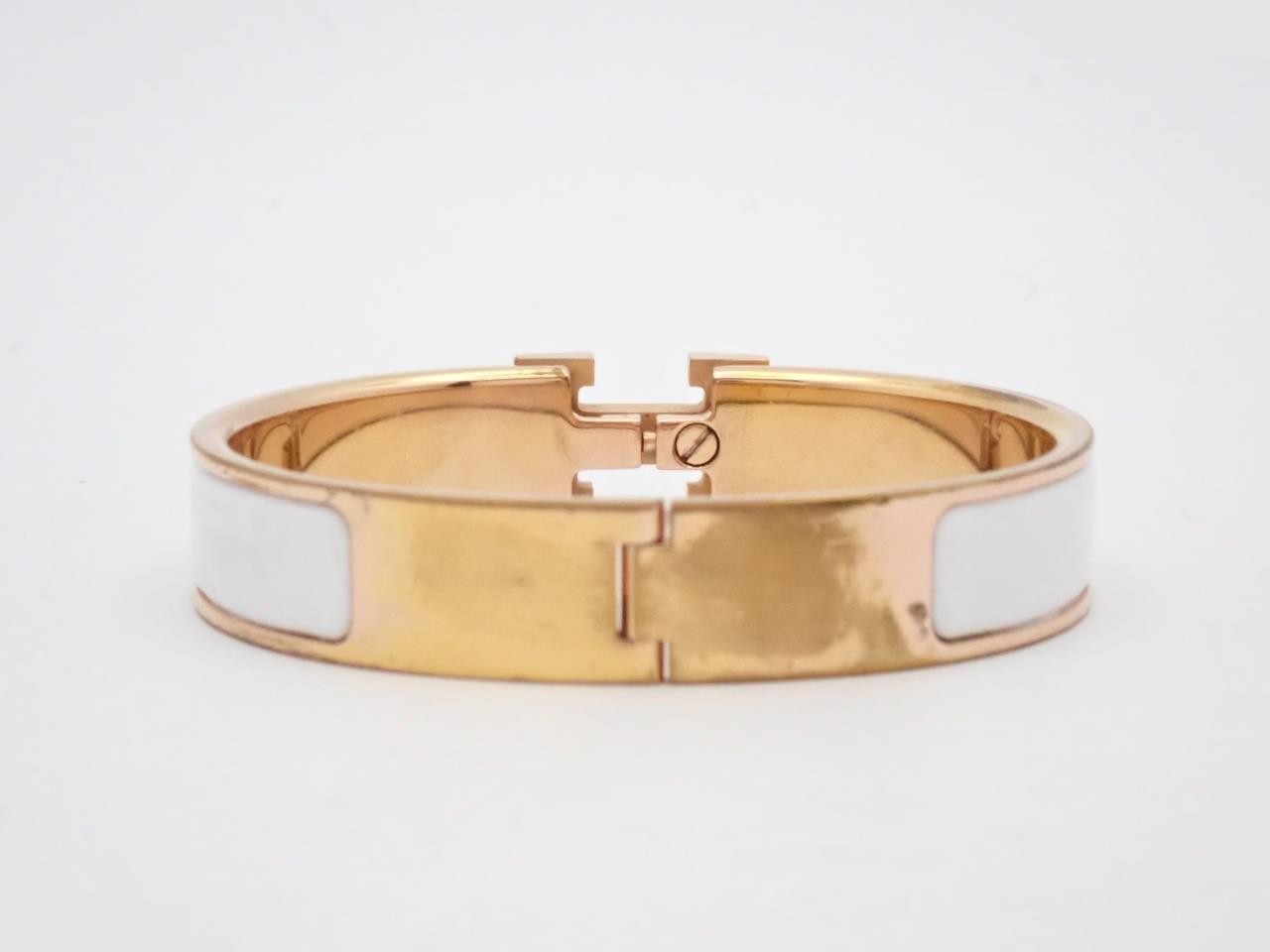 Click H Bangle, White/Gold Color, Wrist Circumference Approx. 16cm — view 2