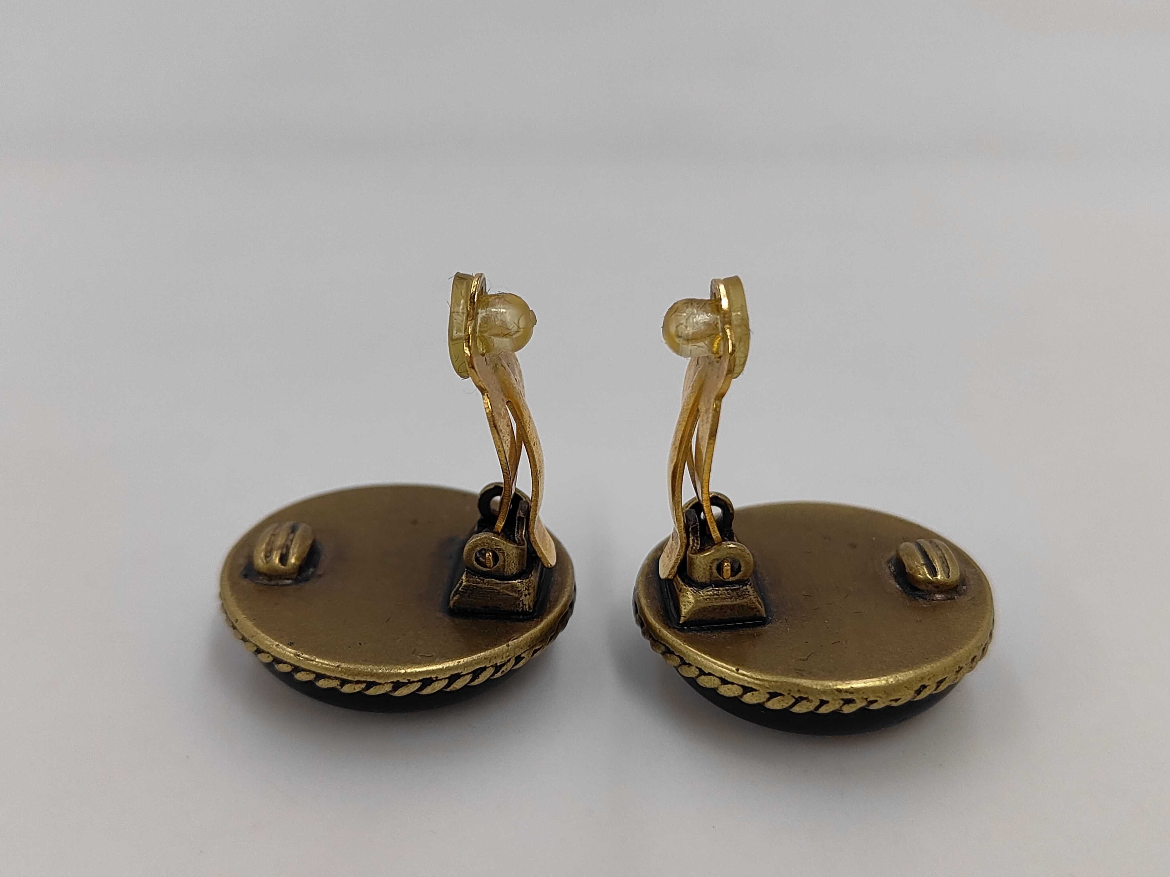 Black Gold Plated Plastic Coco Mark Earrings (with comments) — view 4