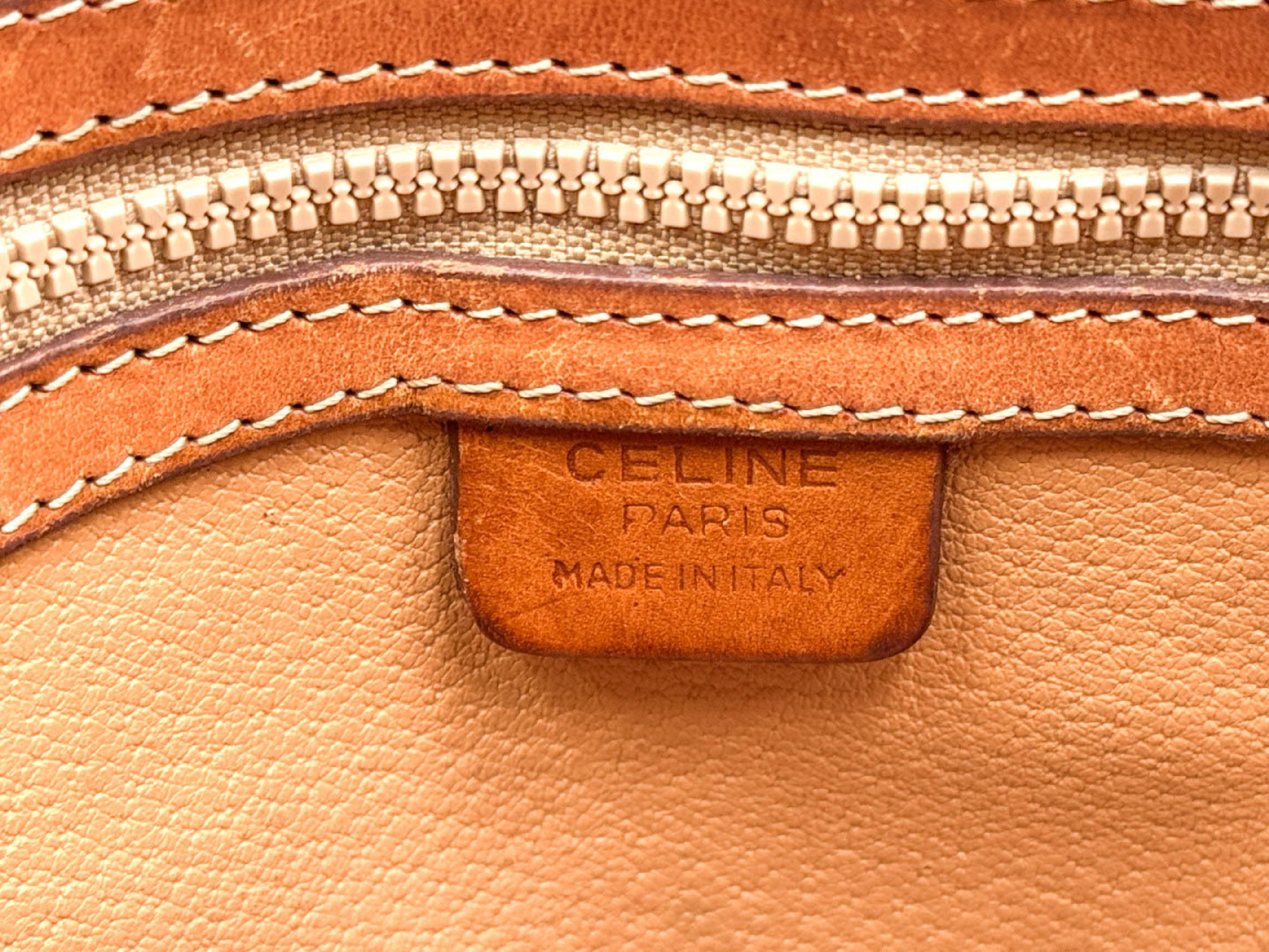 2-way strap-attached leather handbag with Macadam pattern and gold hardware. — view 10