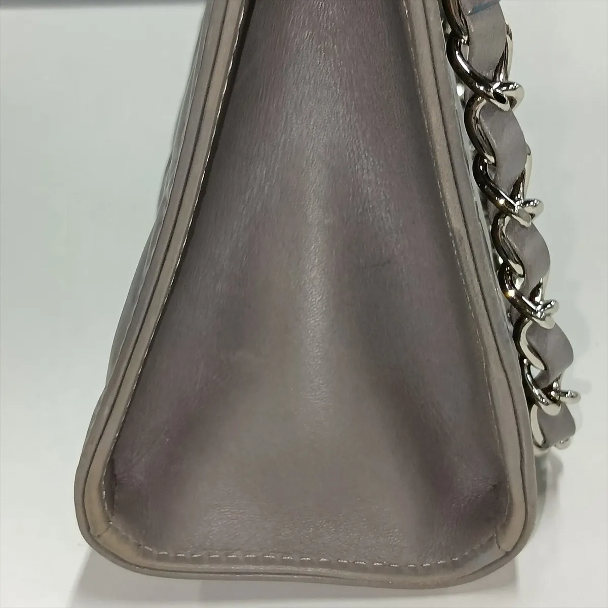 Matelassé Lambskin Chain Shoulder Bag, Icon, Gray, Silver Hardware, 14461253, Series 14 — view 13
