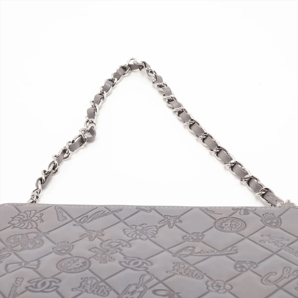 Matelassé Lambskin Chain Shoulder Bag, Icon, Gray, Silver Hardware, 14461253, Series 14 — view 6