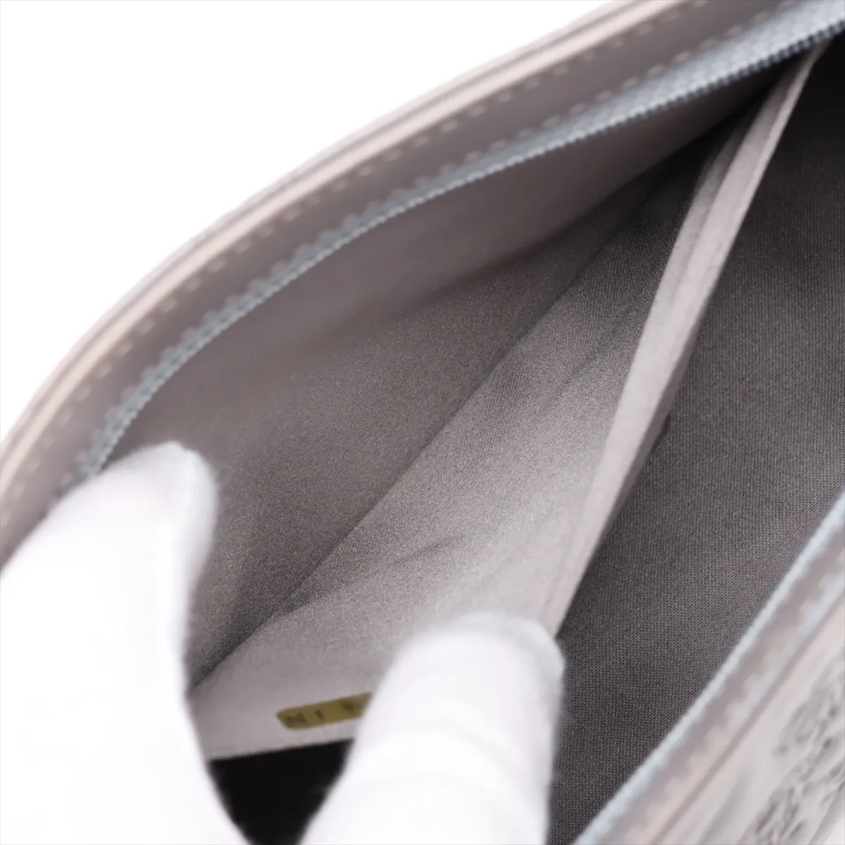 Matelassé Lambskin Chain Shoulder Bag, Icon, Gray, Silver Hardware, 14461253, Series 14 — view 8