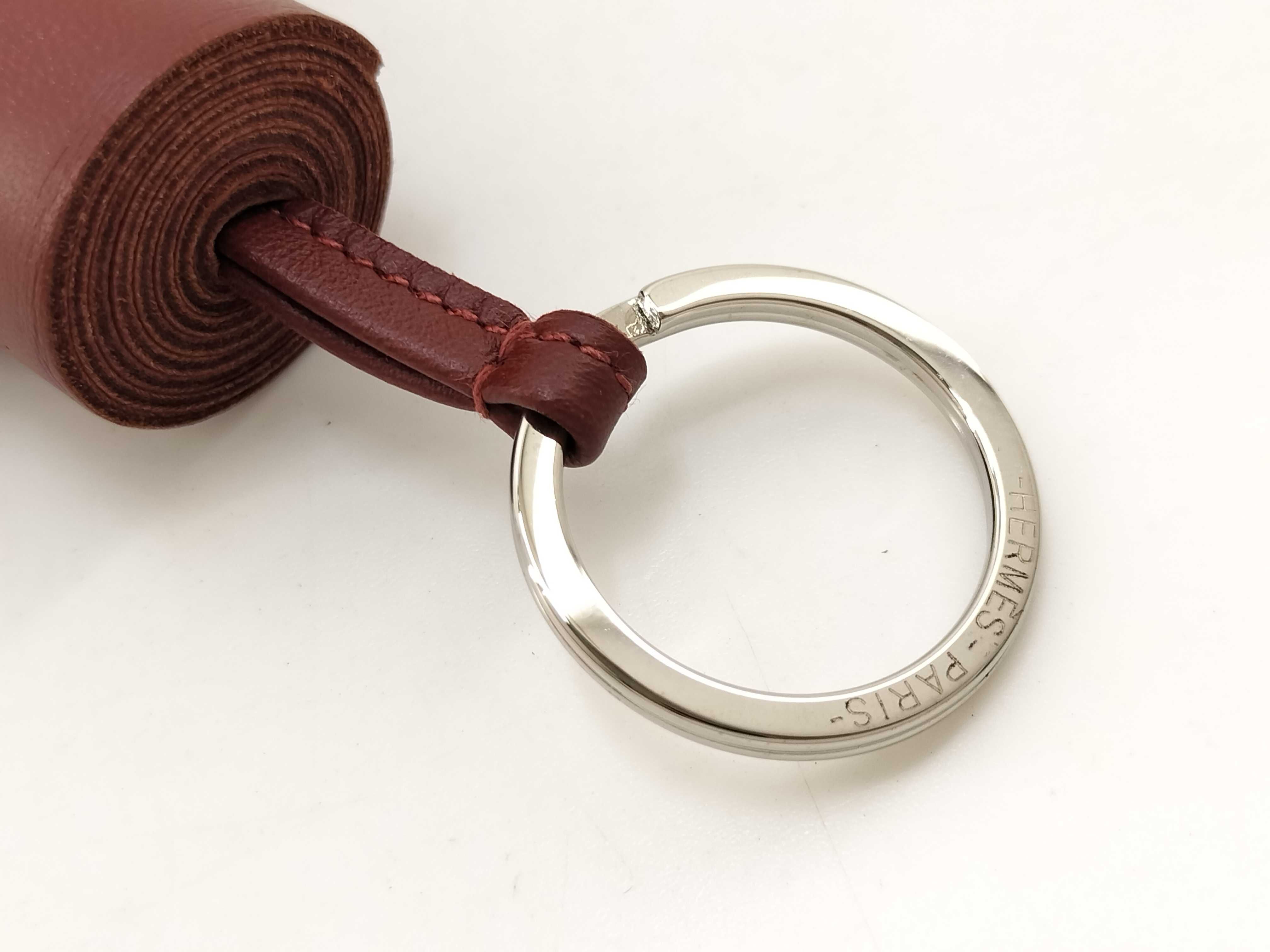 Carmen Keyring, Rouge H x Silver Hardware, Hermes Charm — view 5