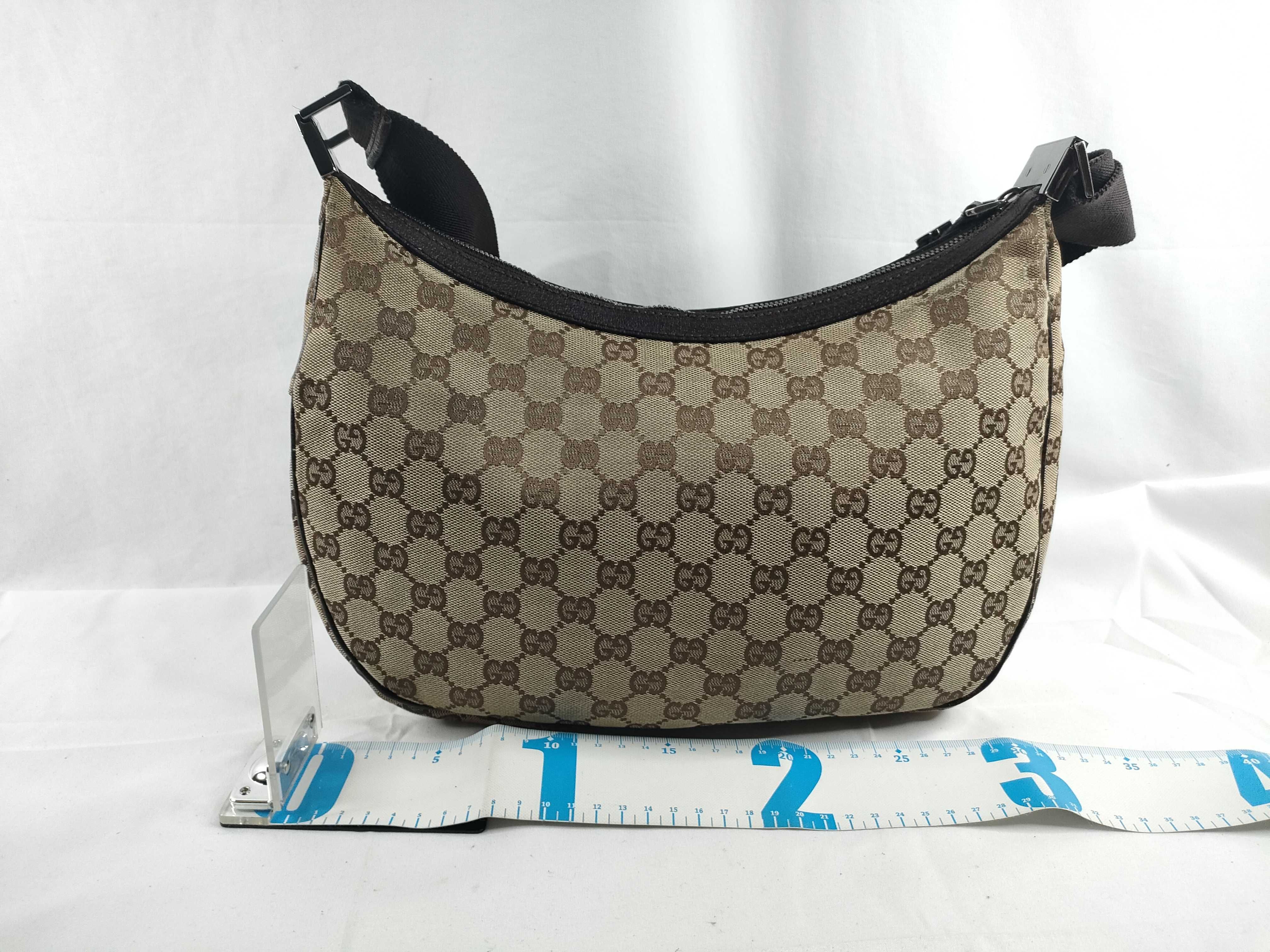 Hobo Shoulder Bag GG Canvas Leather Beige Dark Brown — view 2