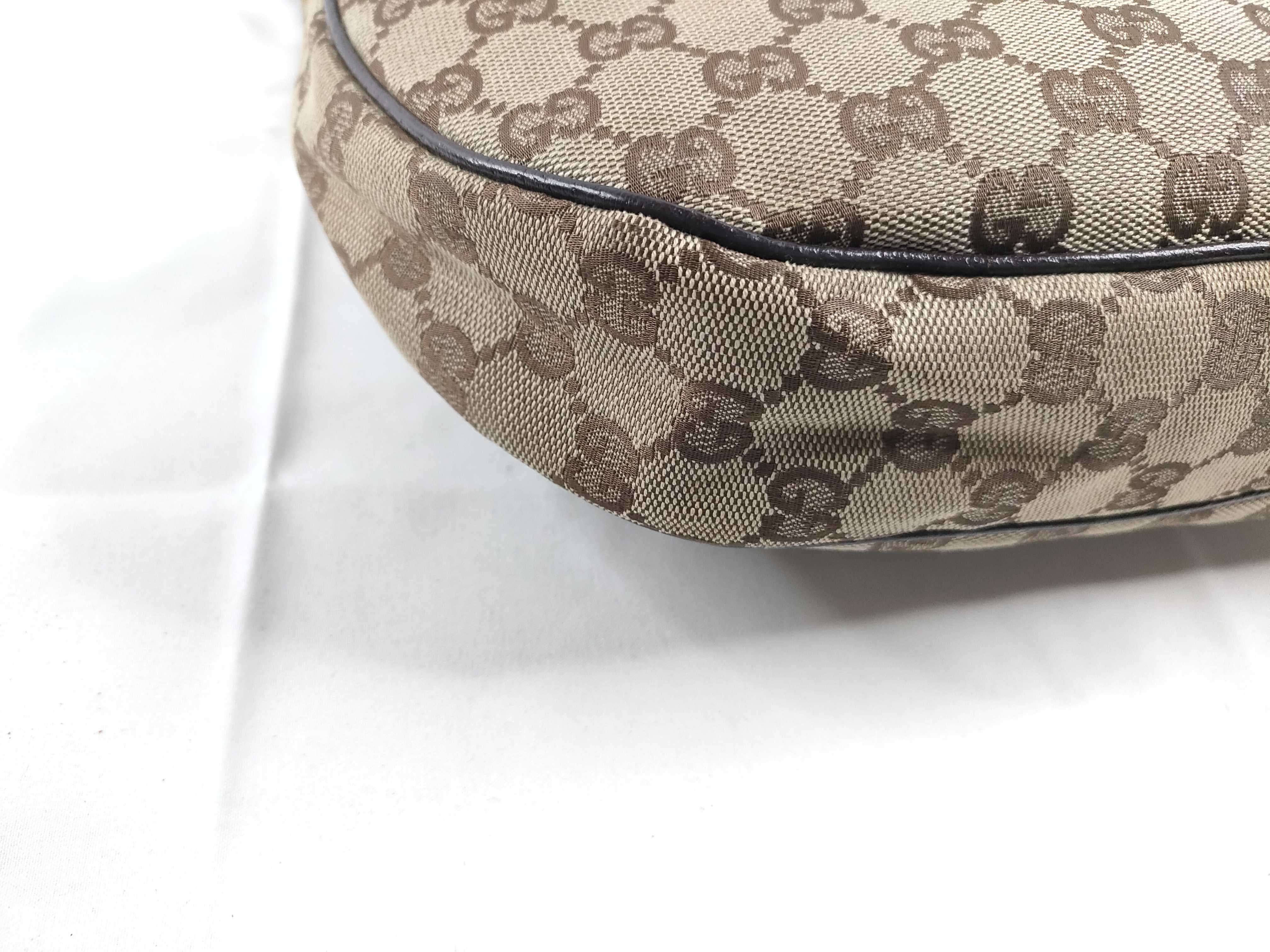 Hobo Shoulder Bag GG Canvas Leather Beige Dark Brown — view 3