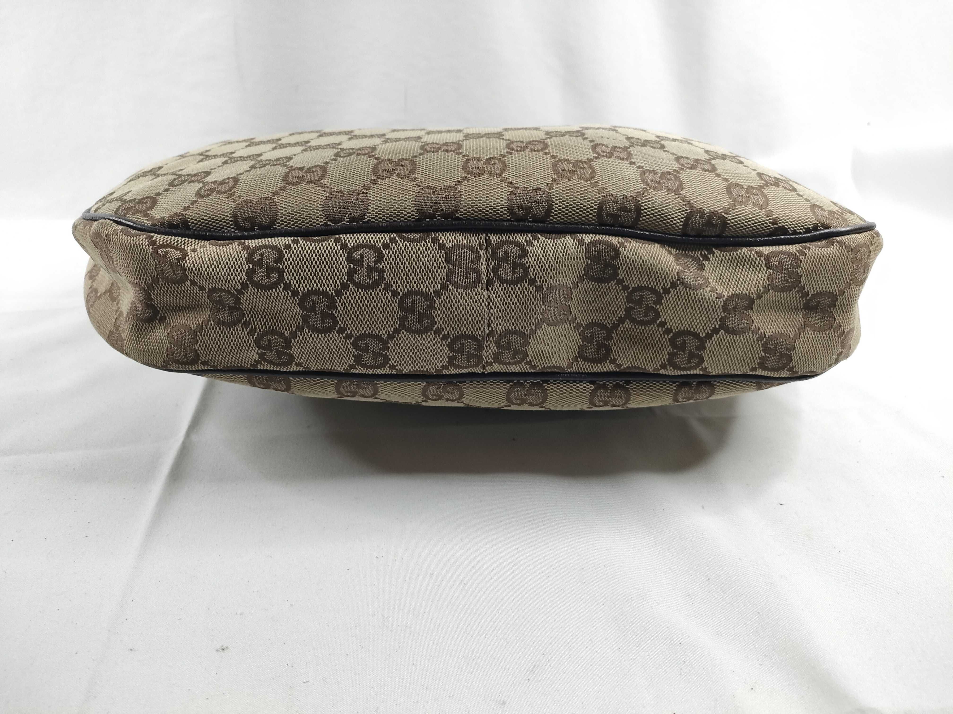 Hobo Shoulder Bag GG Canvas Leather Beige Dark Brown — view 4
