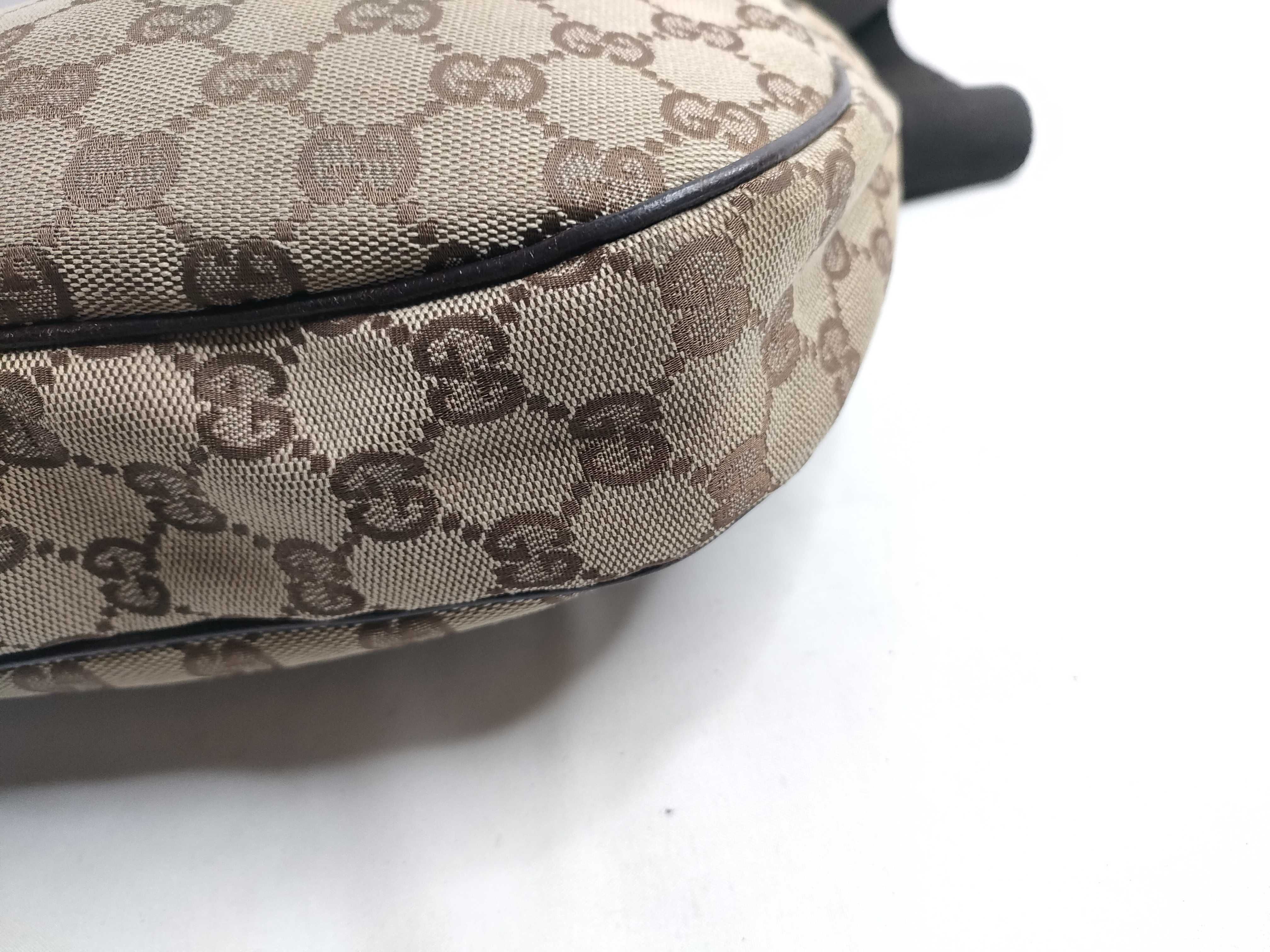Hobo Shoulder Bag GG Canvas Leather Beige Dark Brown — view 5