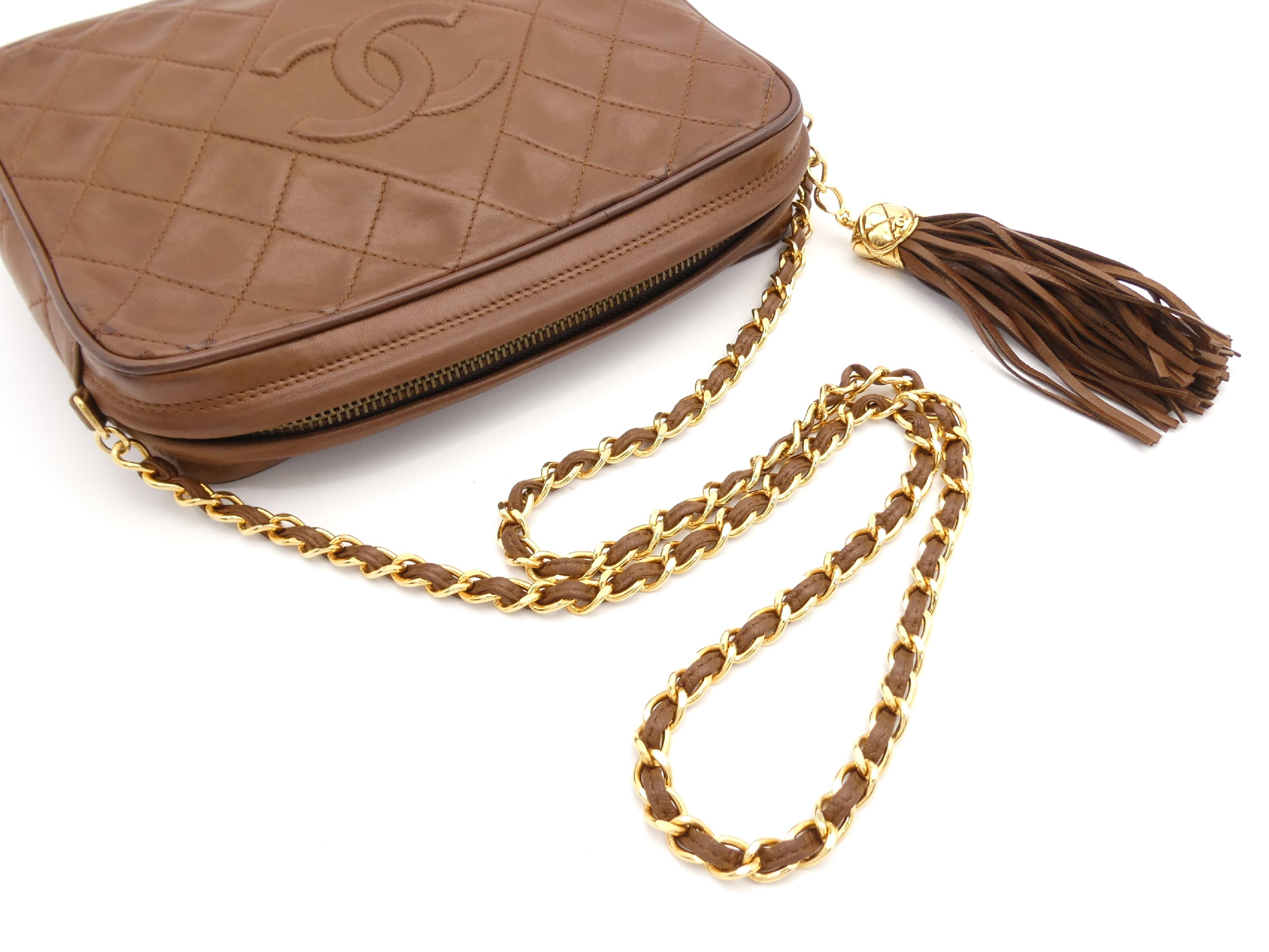 Matelassé Coco Mark Fringe Chain Shoulder Bag — view 6