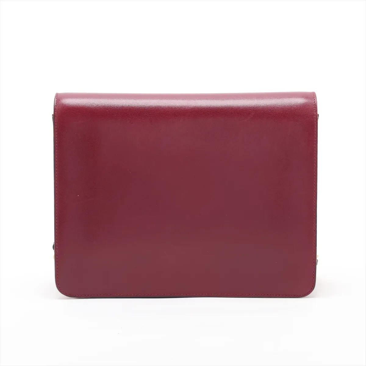 Coco Mark Leather Chain Shoulder Bag, Push Lock, Bordeaux, Gold Hardware — view 2