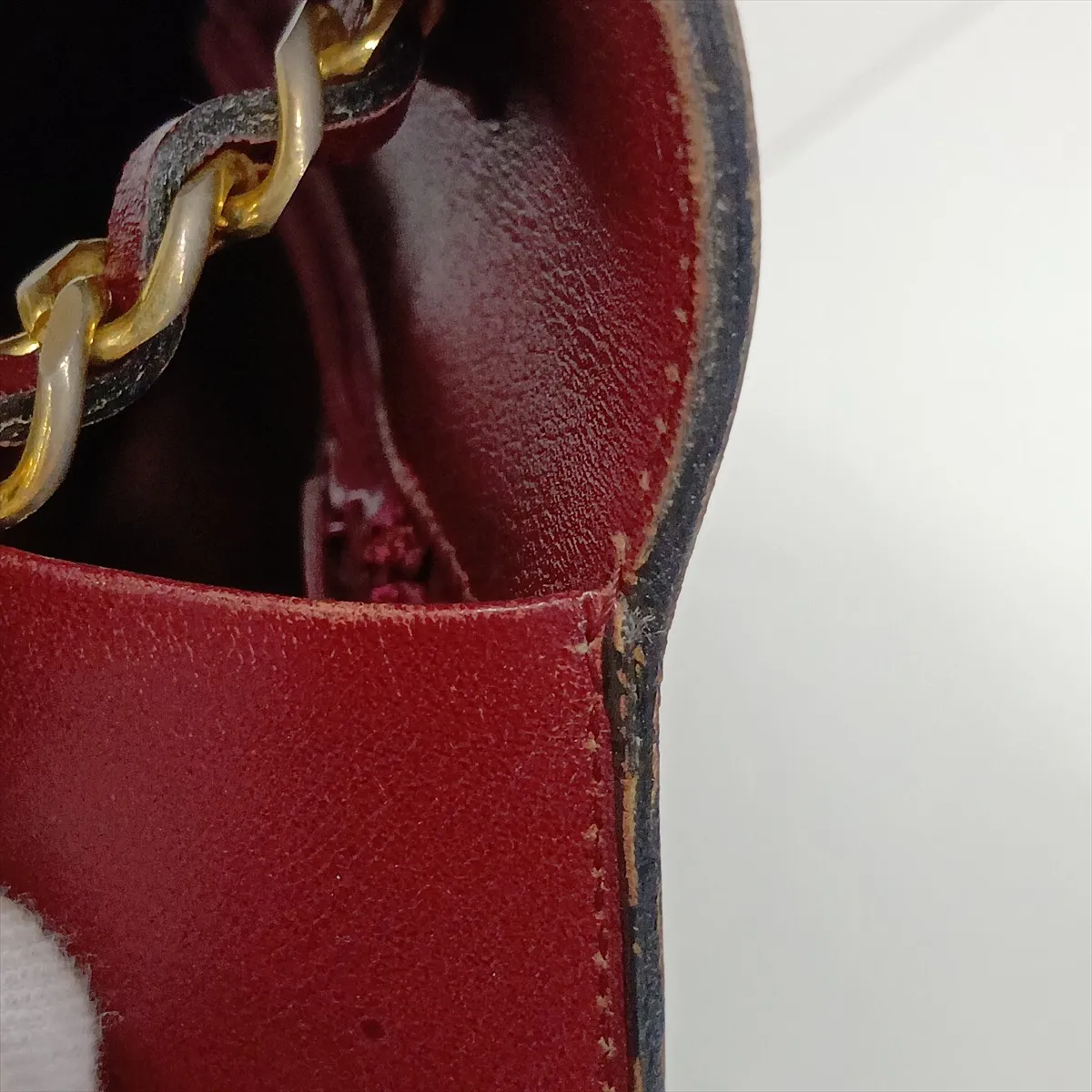Coco Mark Leather Chain Shoulder Bag, Push Lock, Bordeaux, Gold Hardware — view 13