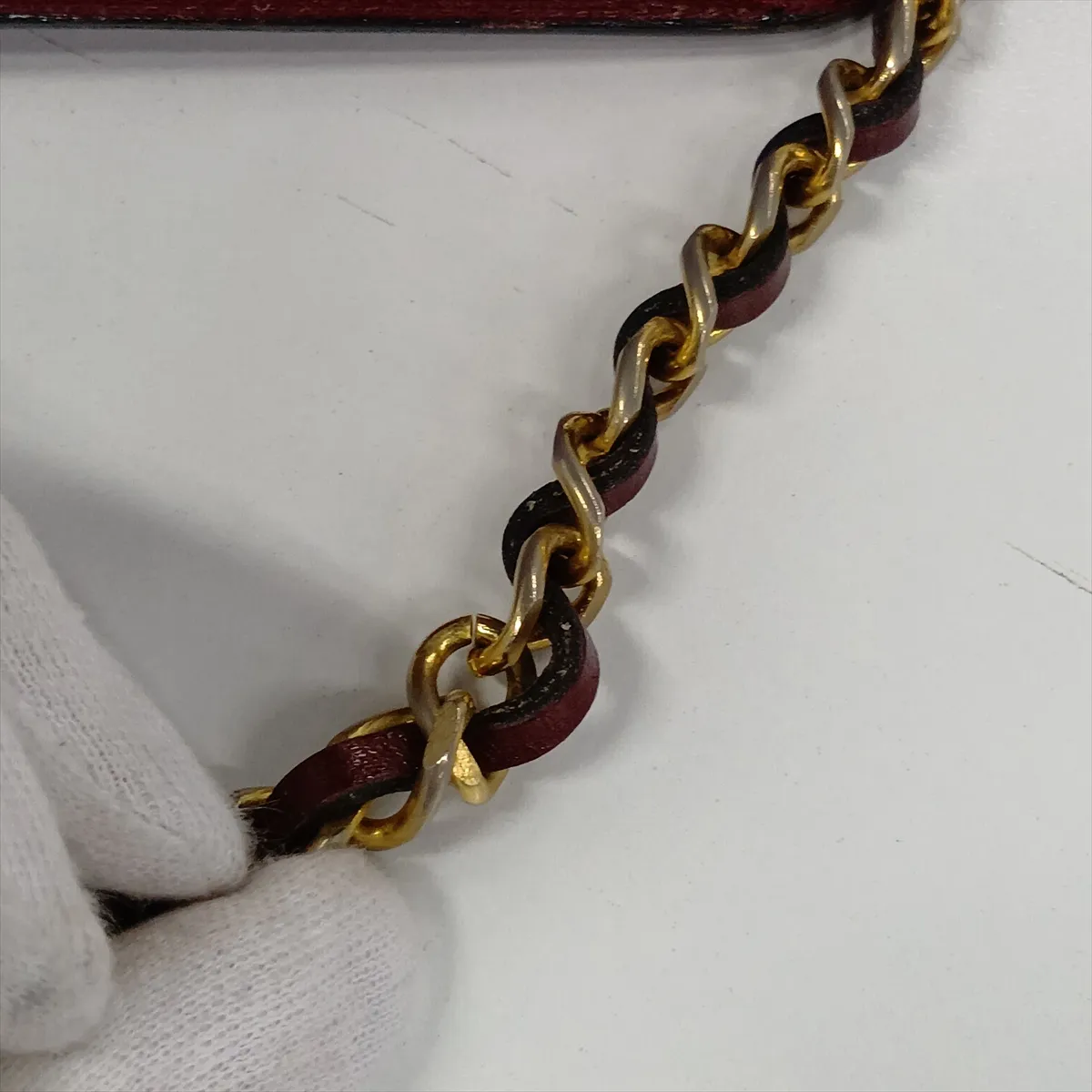 Coco Mark Leather Chain Shoulder Bag, Push Lock, Bordeaux, Gold Hardware — view 14