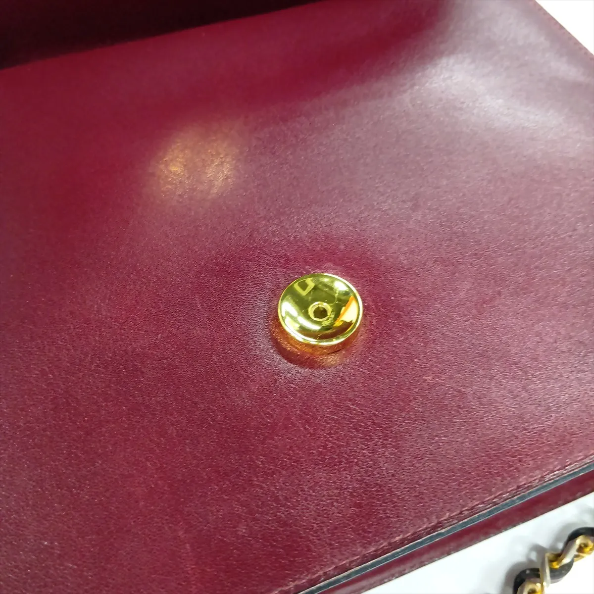 Coco Mark Leather Chain Shoulder Bag, Push Lock, Bordeaux, Gold Hardware — view 15
