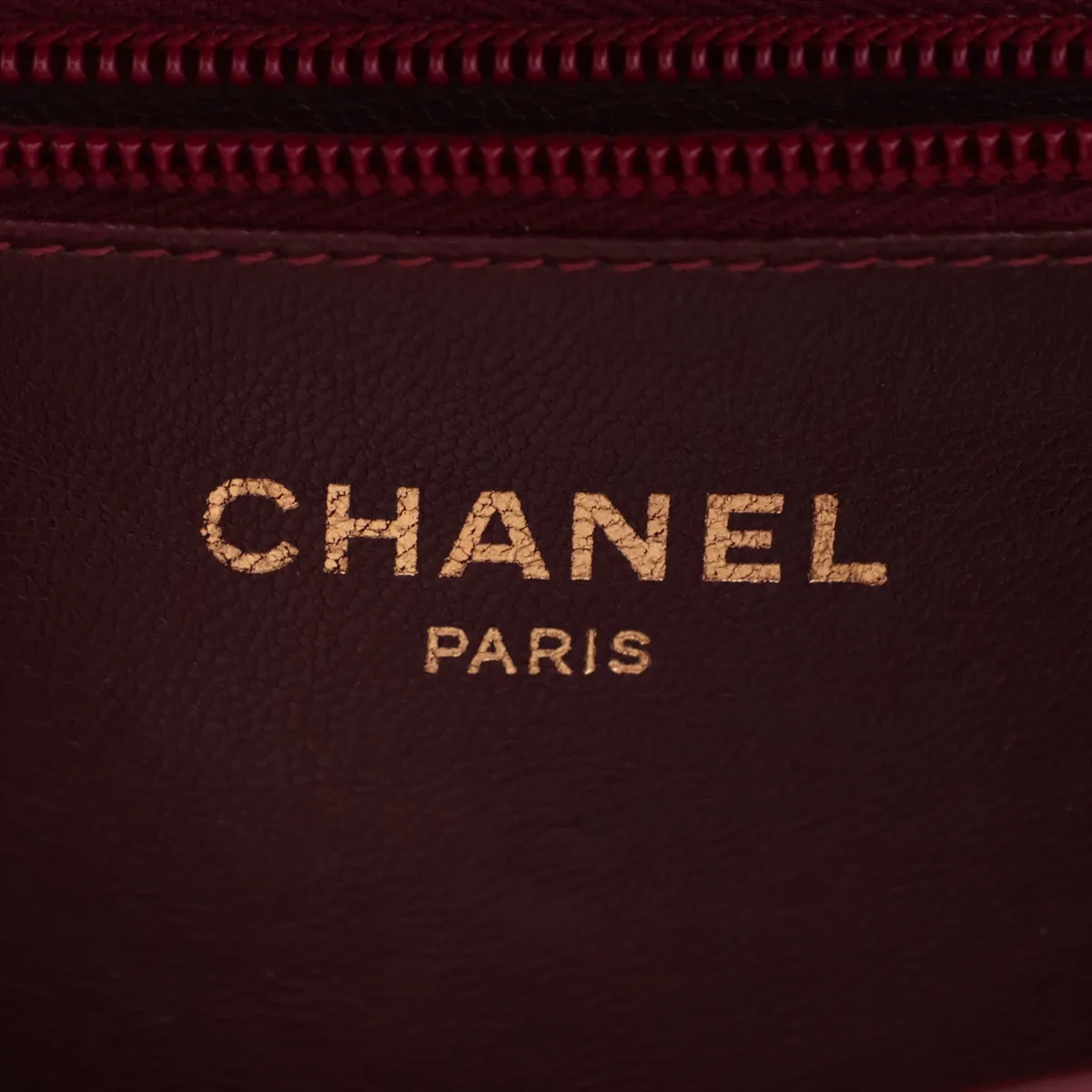 Coco Mark Leather Chain Shoulder Bag, Push Lock, Bordeaux, Gold Hardware — view 8