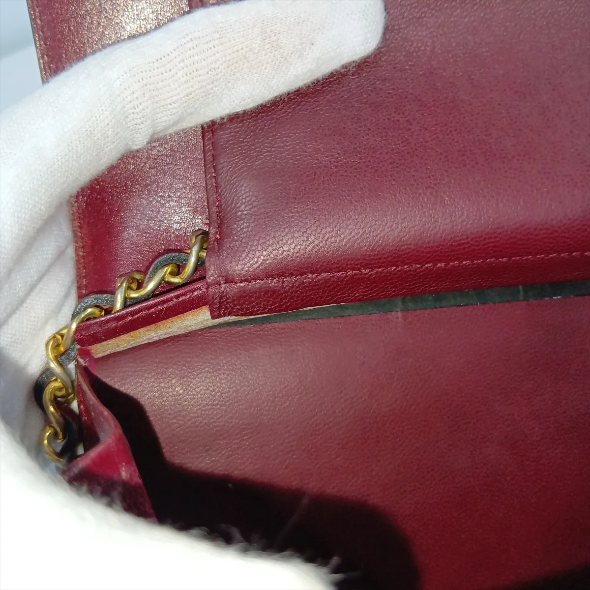 Coco Mark Leather Chain Shoulder Bag, Push Lock, Bordeaux, Gold Hardware — view 10