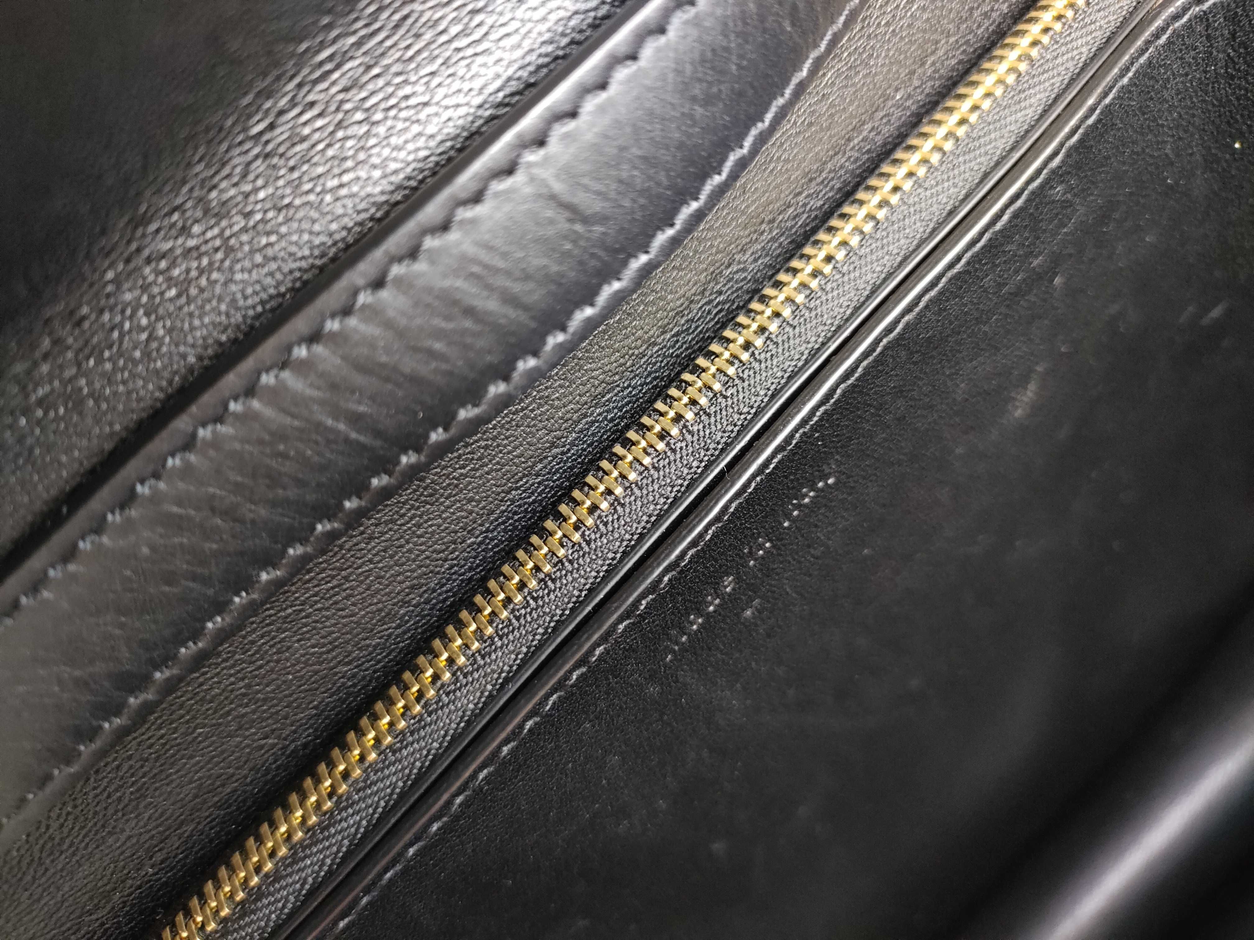 Classic Box Leather Shoulder Bag, Black — view 12