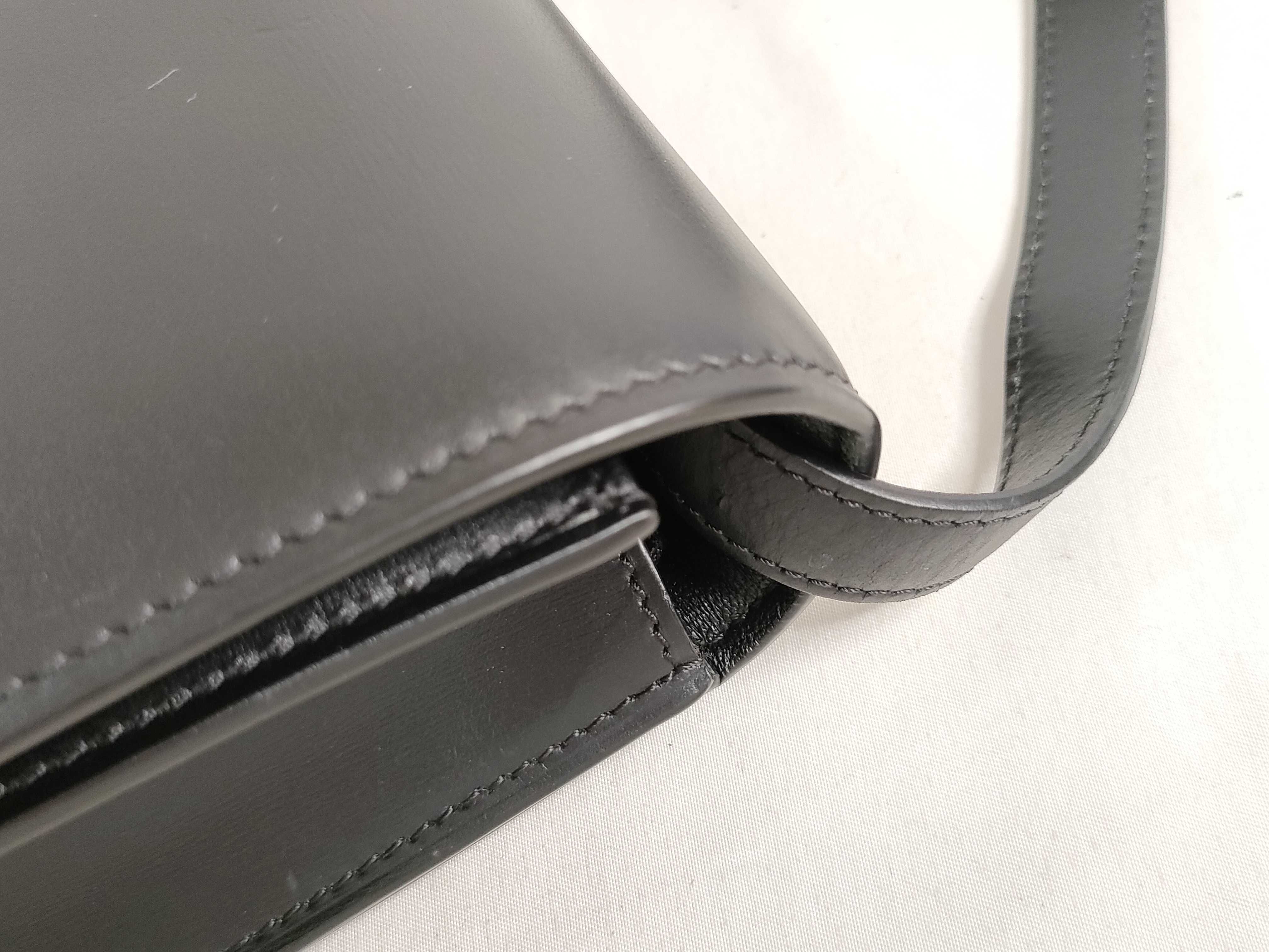 Classic Box Leather Shoulder Bag, Black — view 5