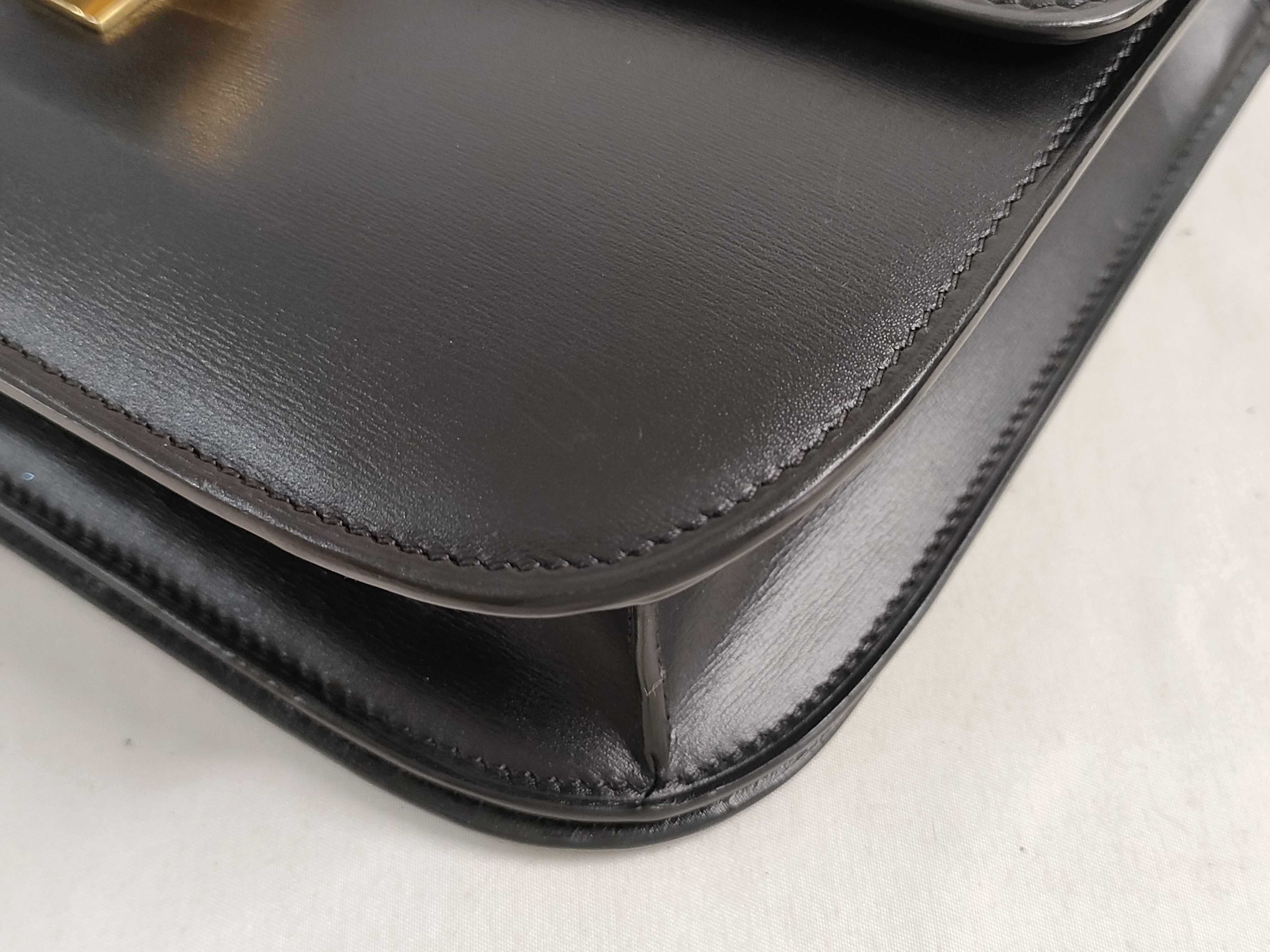Classic Box Leather Shoulder Bag, Black — view 6