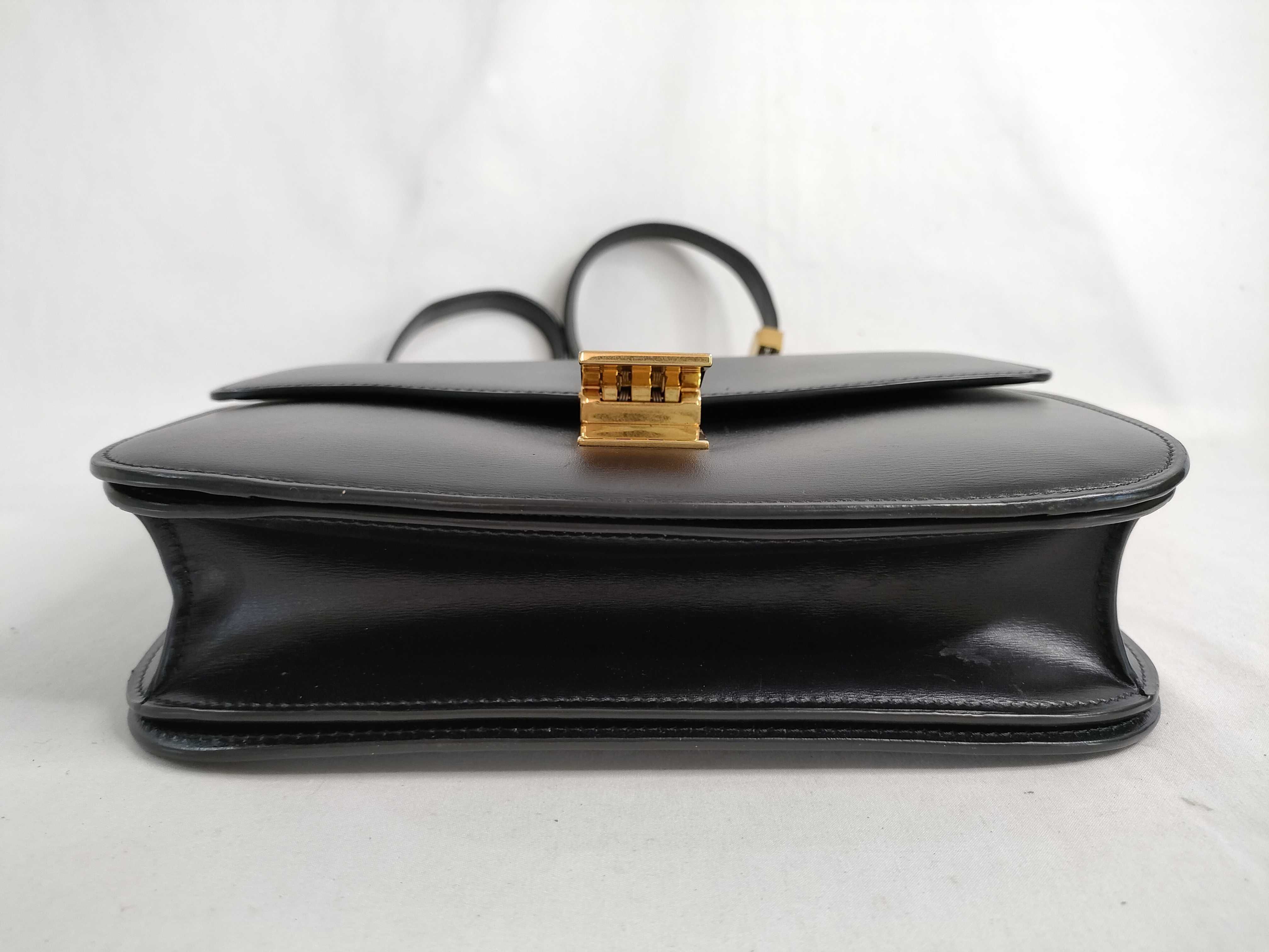 Classic Box Leather Shoulder Bag, Black — view 7
