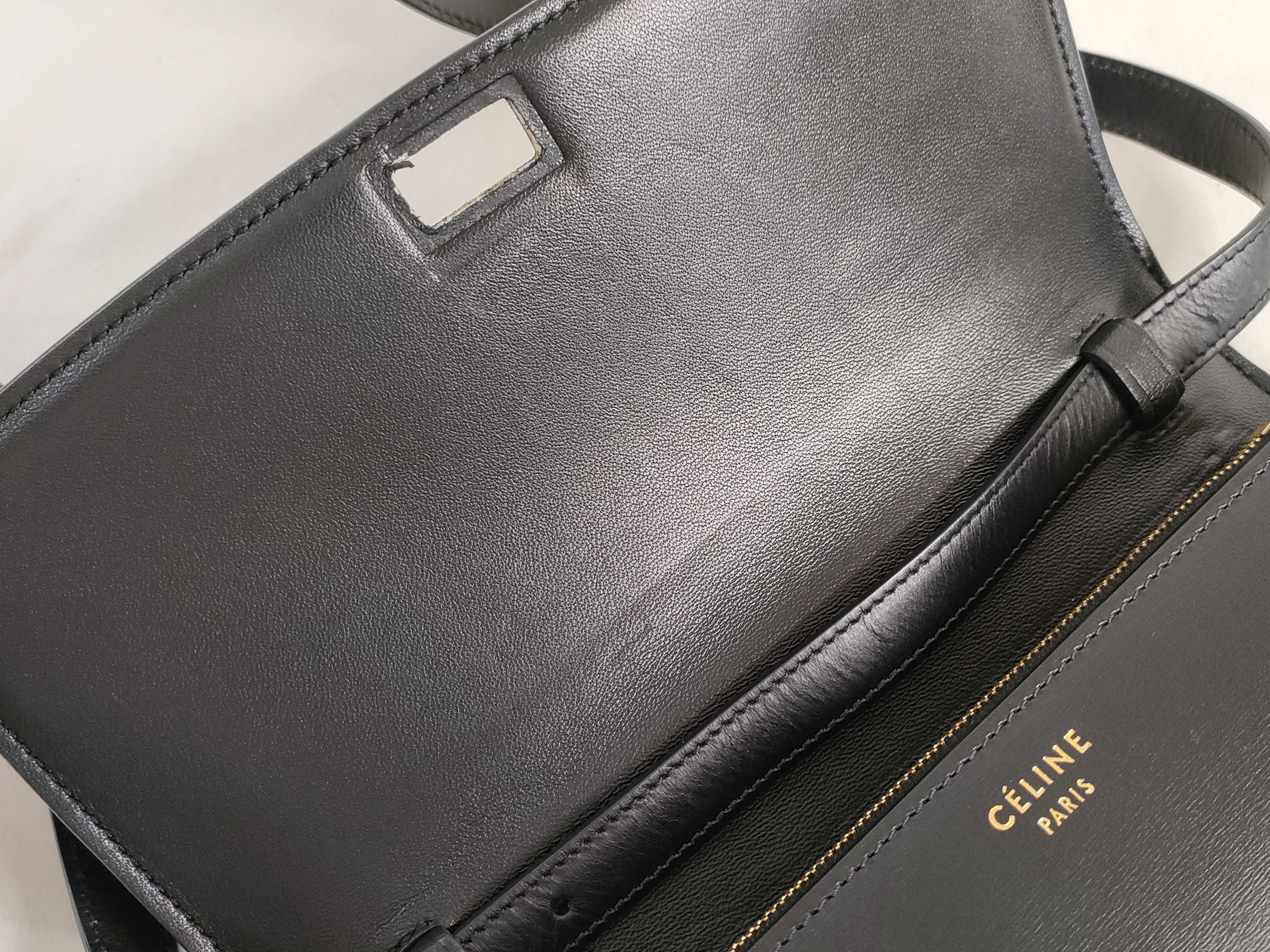 Classic Box Leather Shoulder Bag, Black — view 8