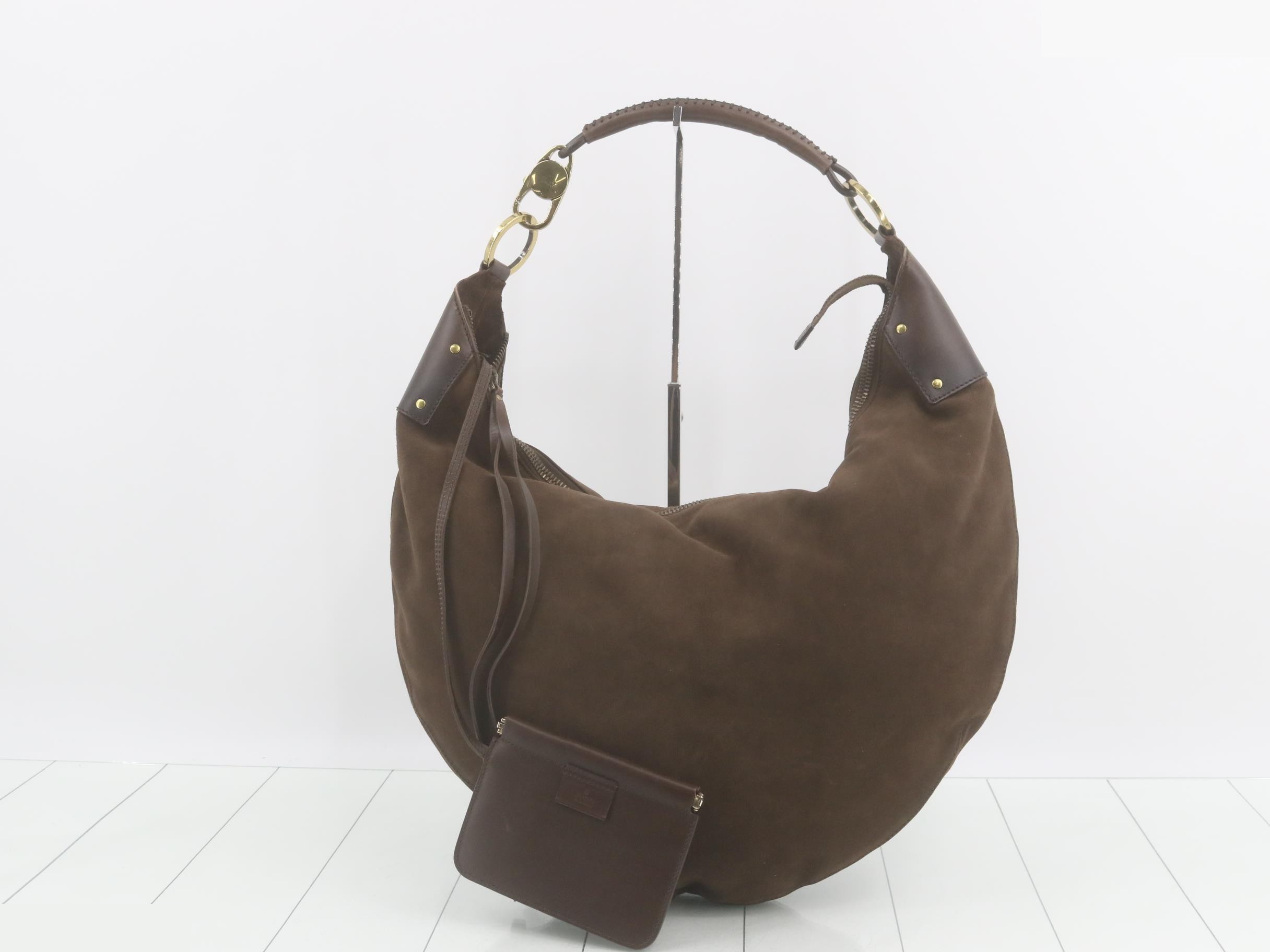 Shoulder bag, brown suede