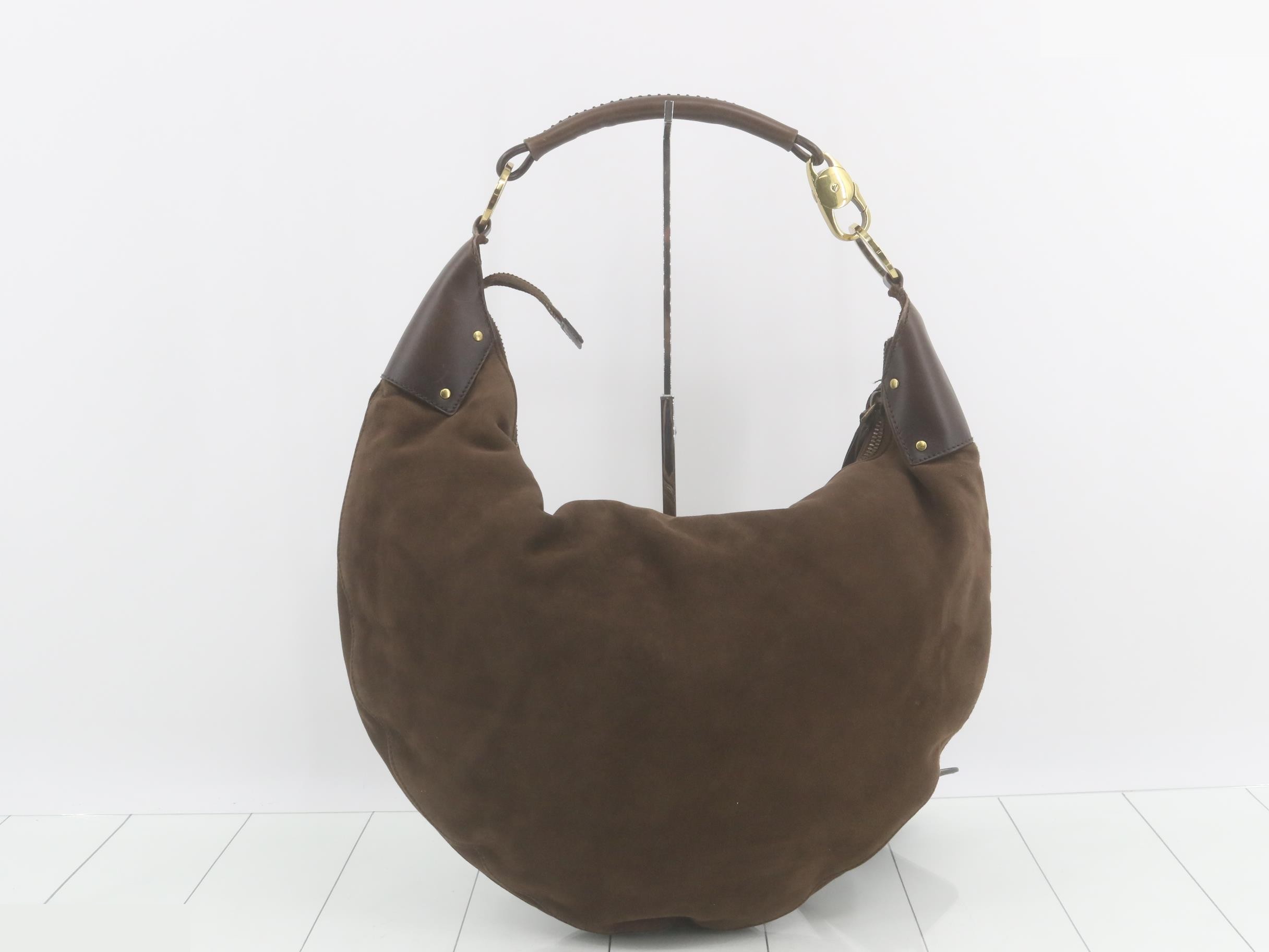 Shoulder bag, brown suede — view 2