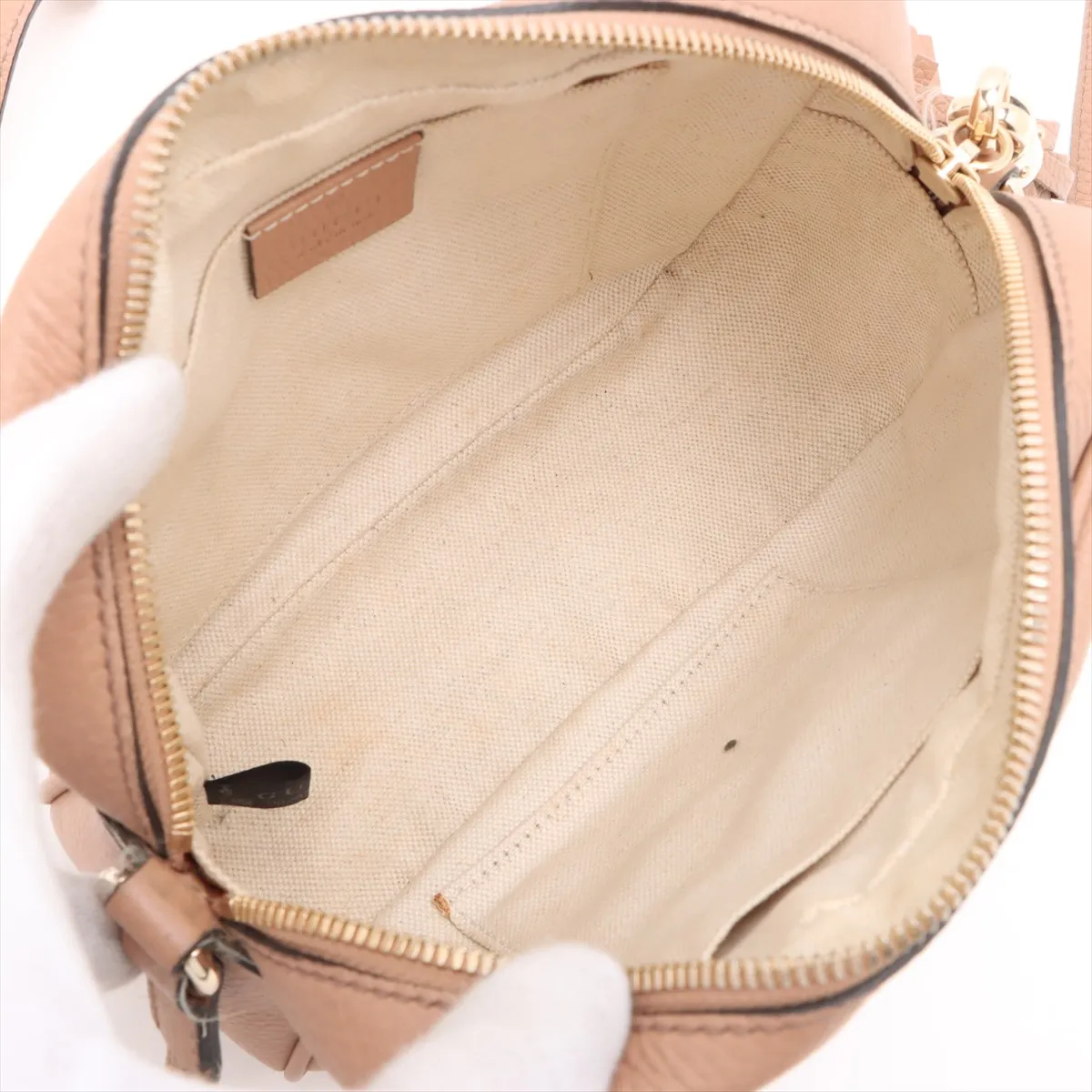 Soho Leather Shoulder Bag, Brown Beige, 308364 — view 6