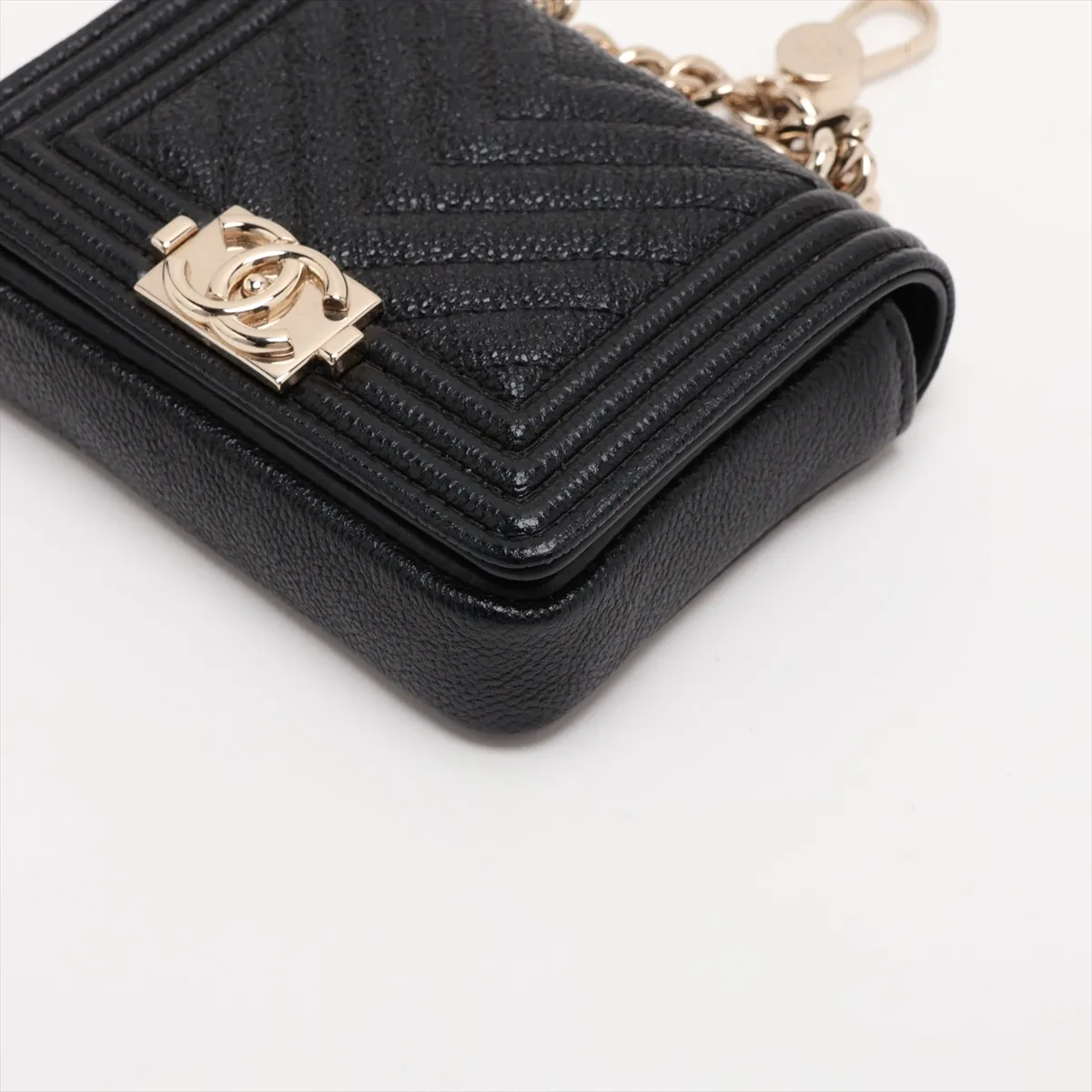 Boy Chanel Caviar Skin Waist Pouch, Black with Gold Hardware, 32054456, serial number in the 32 range. — view 3