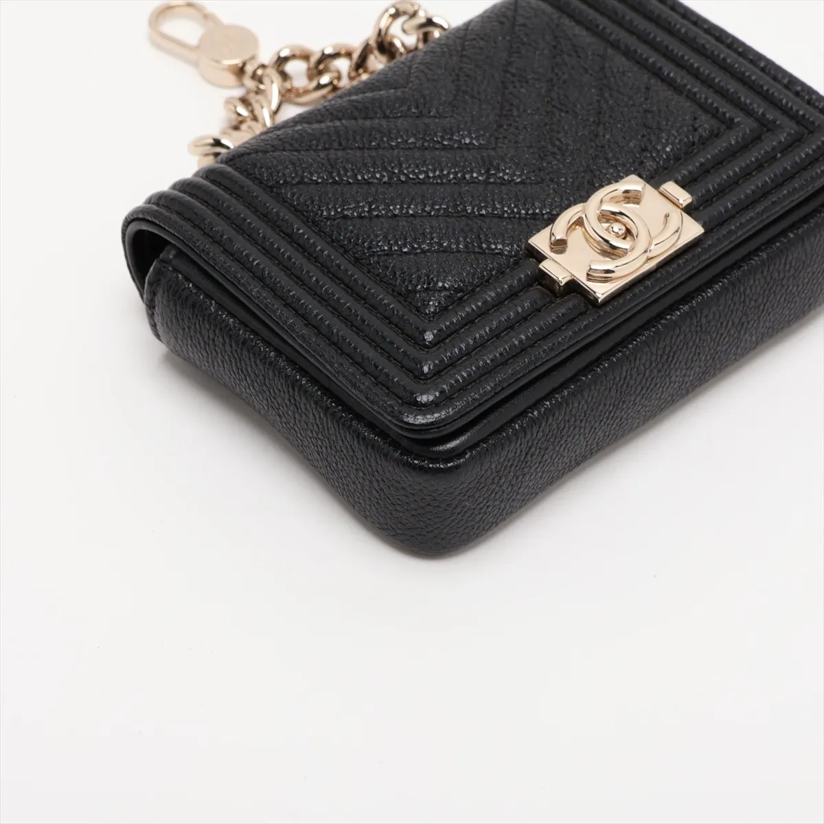 Boy Chanel Caviar Skin Waist Pouch, Black with Gold Hardware, 32054456, serial number in the 32 range. — view 4