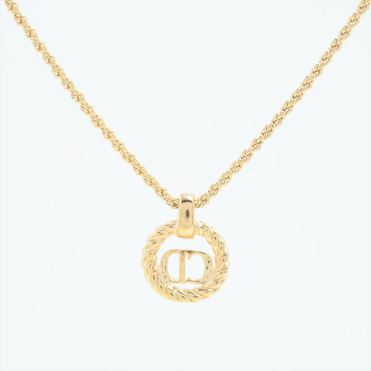 CD logo necklace, GP gold. Shows signs of wear, — view 2