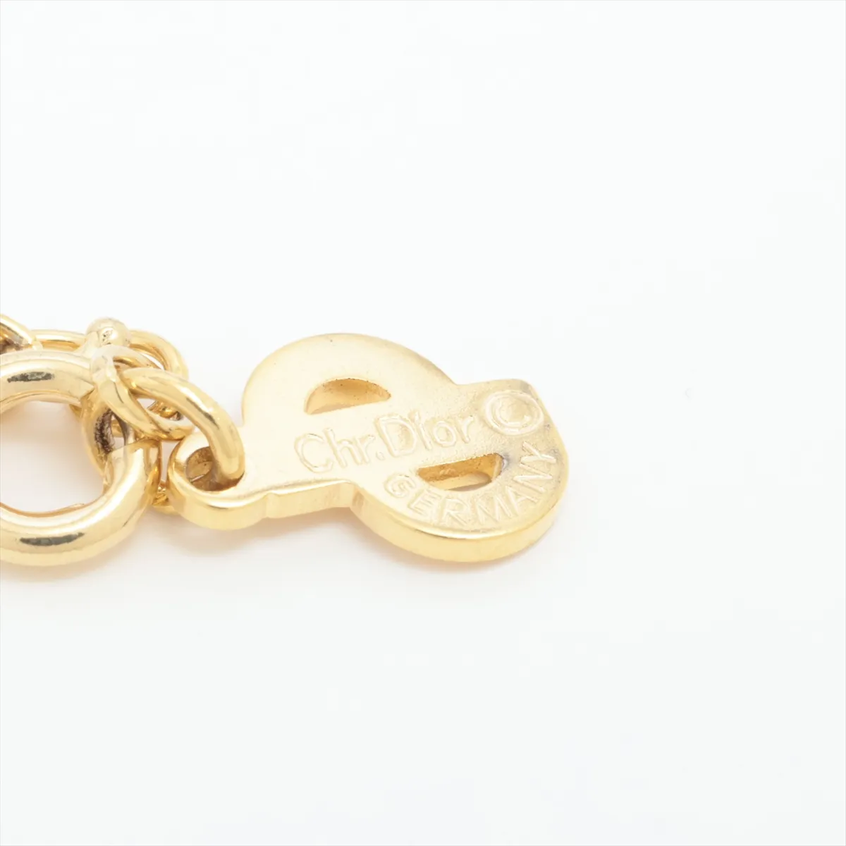 CD logo necklace, GP gold. Shows signs of wear, — view 4