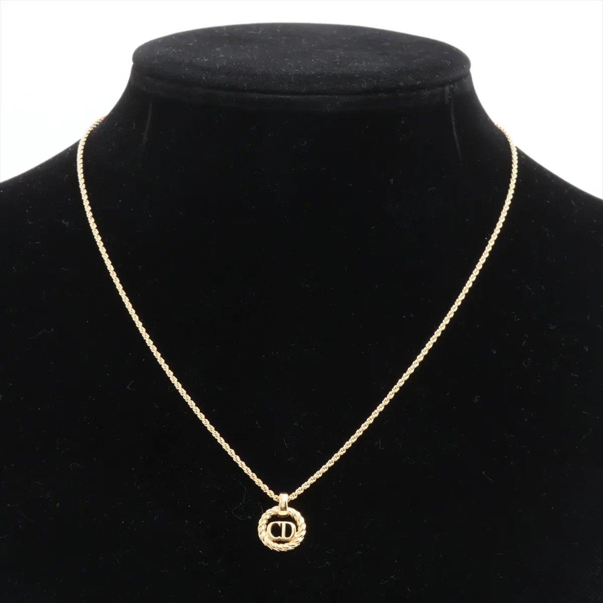 CD logo necklace, GP gold. Shows signs of wear, — view 5