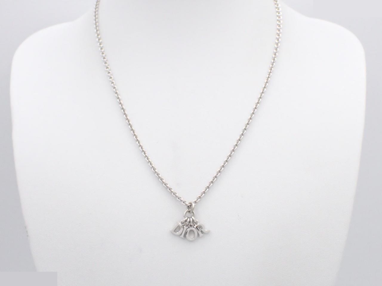 Logo silver necklace, chain approximately 44cm — view 3