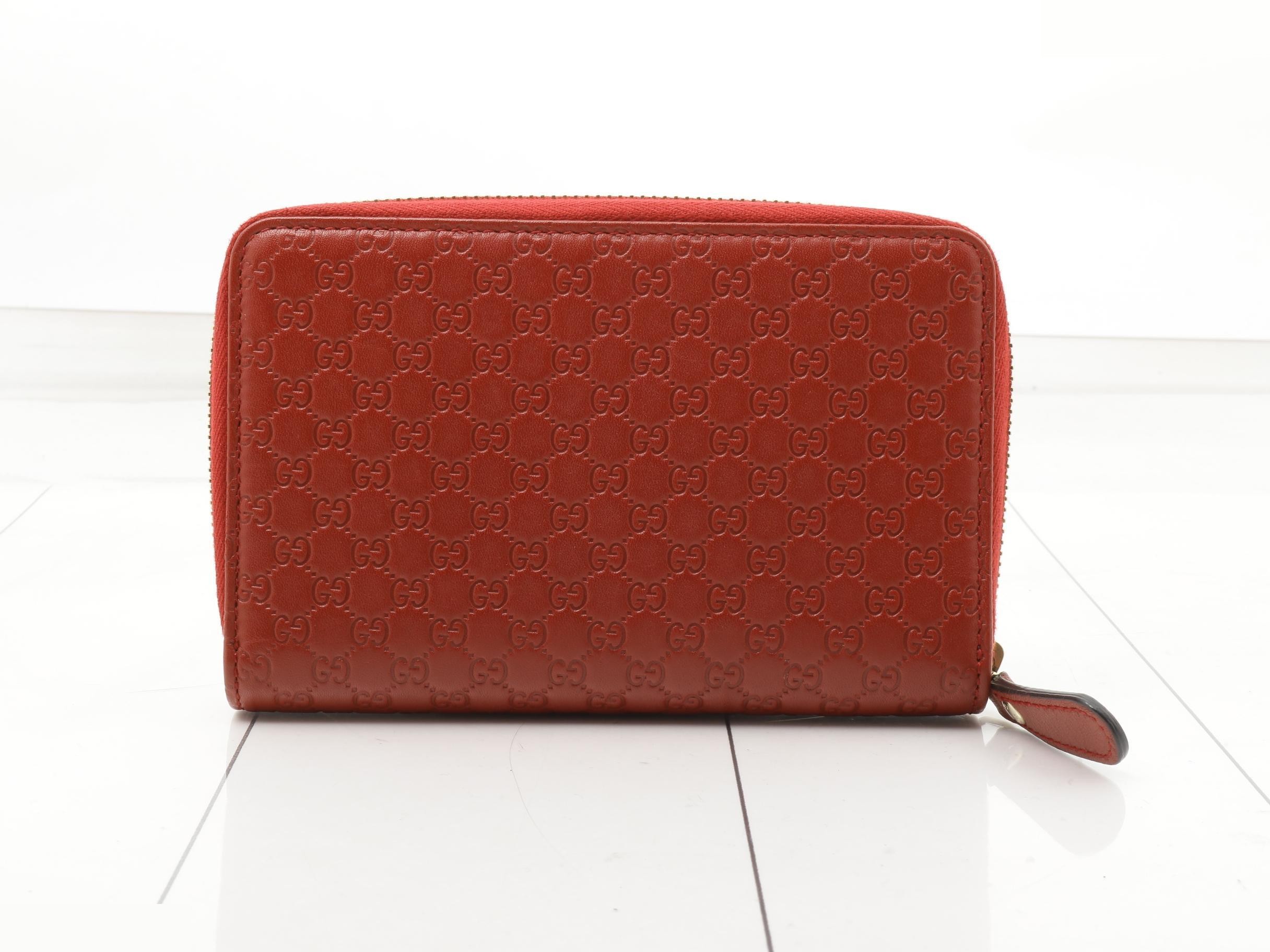 Microguccissima round zipper wallet, red — view 2