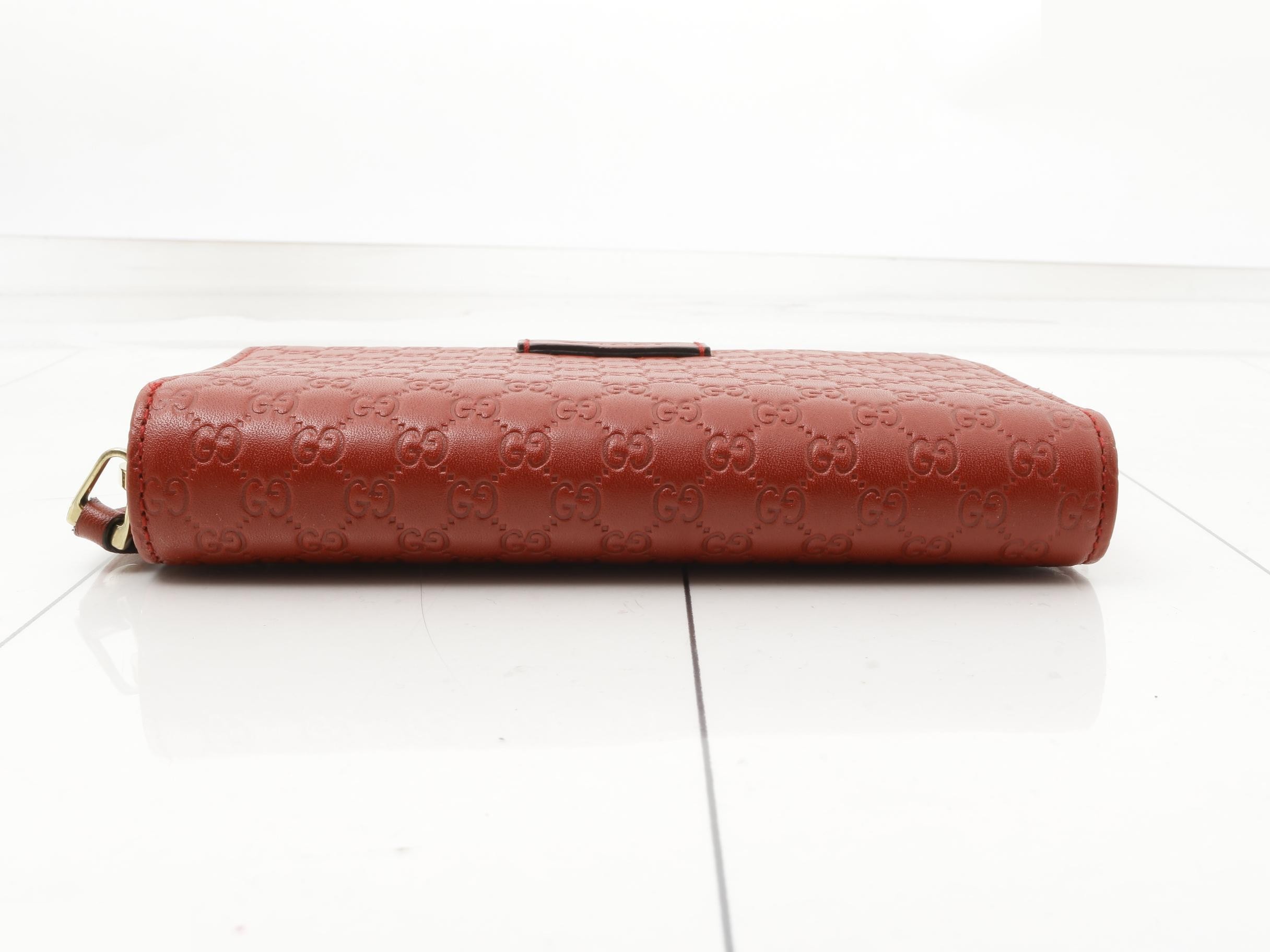 Microguccissima round zipper wallet, red — view 3