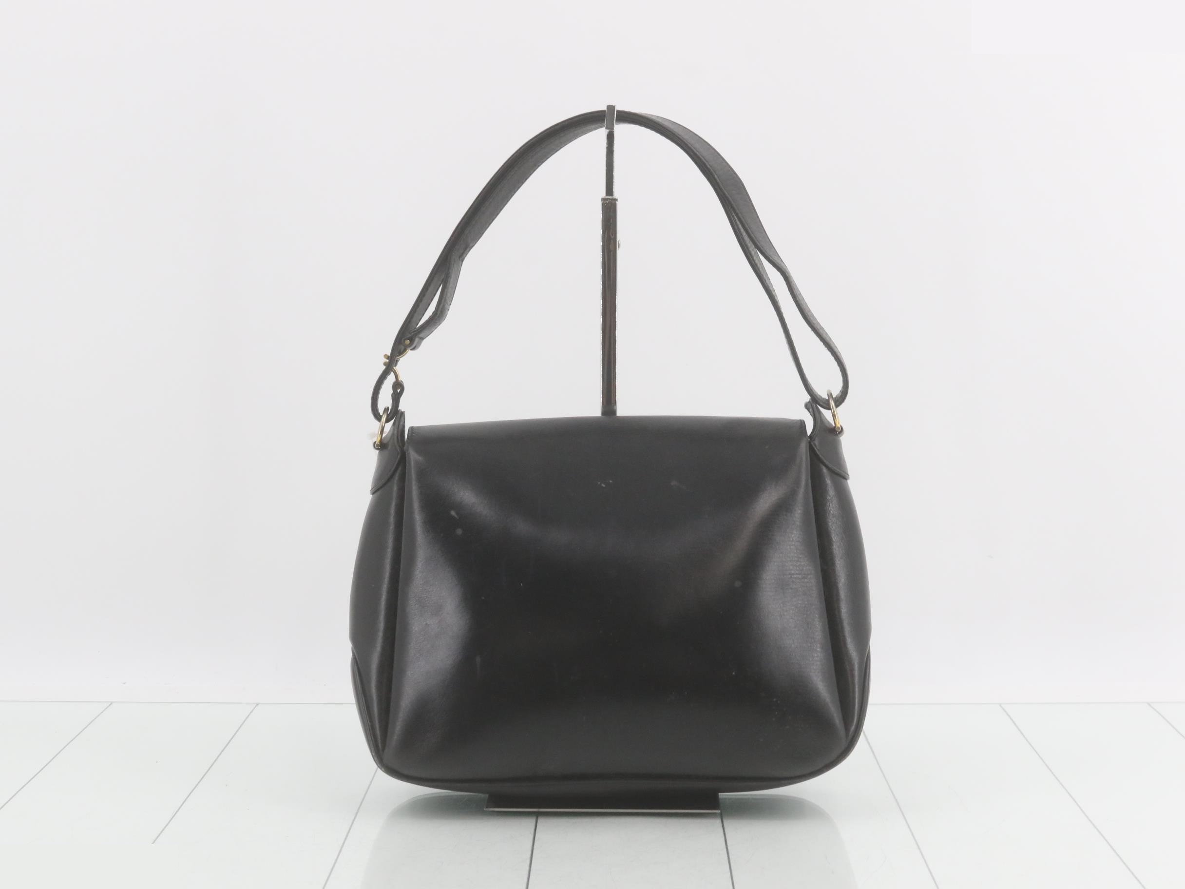 Leather shoulder bag, black — view 2