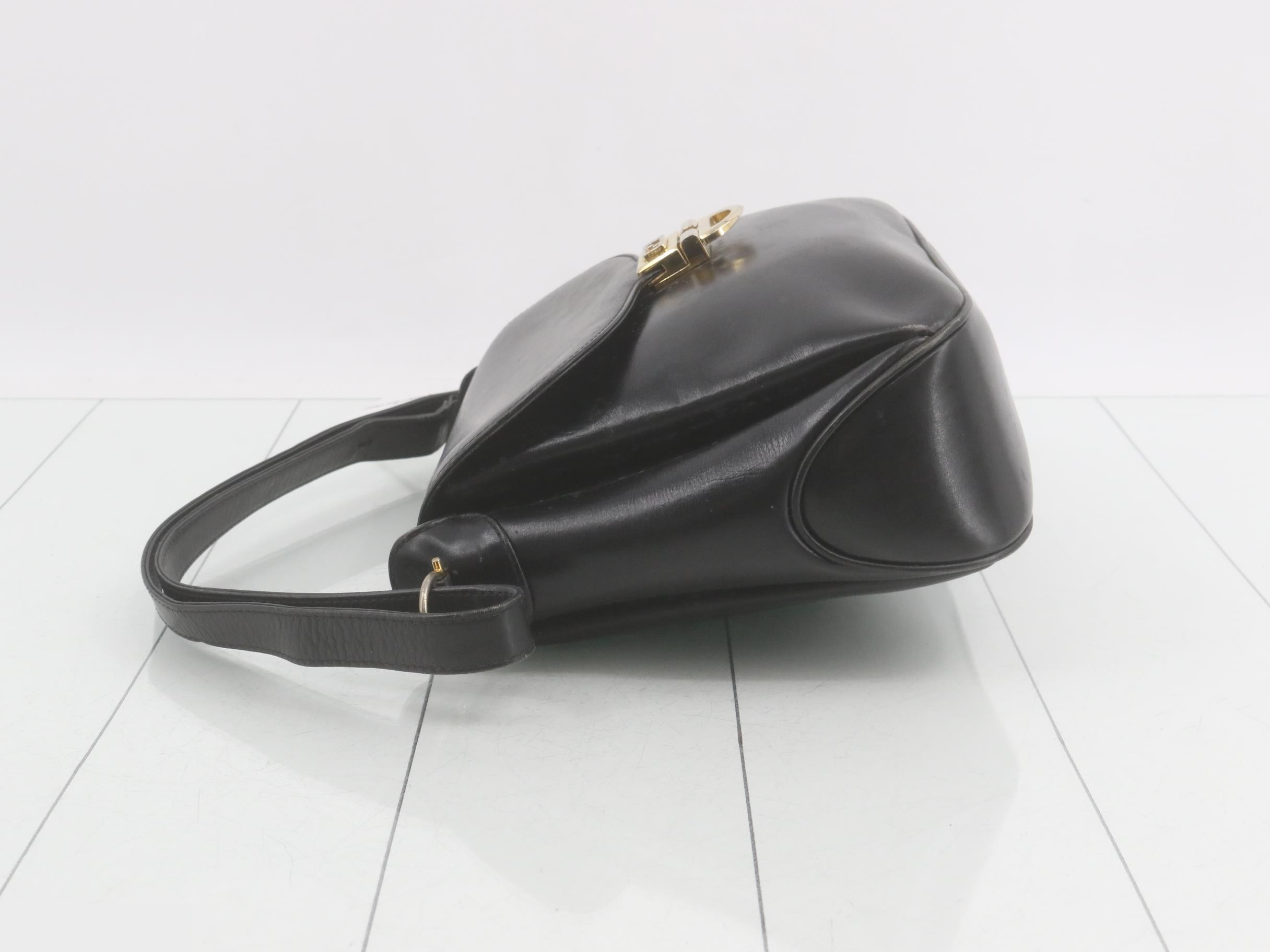 Leather shoulder bag, black — view 4