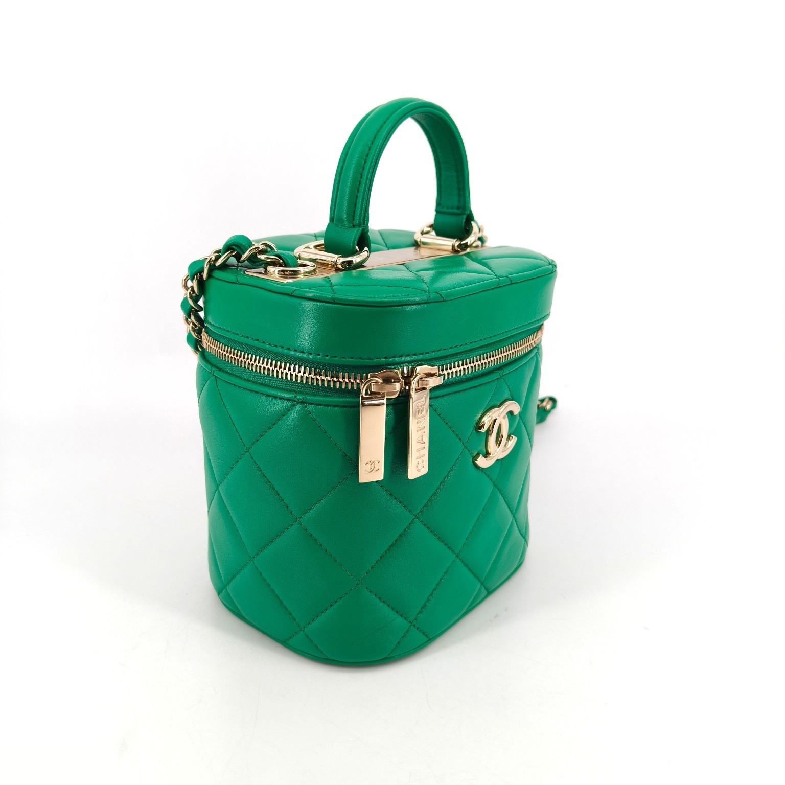 Green Lambskin Top Handle Vanity Bag — view 3