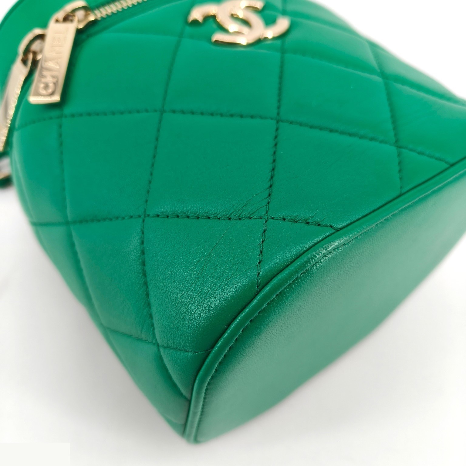Green Lambskin Top Handle Vanity Bag — view 5