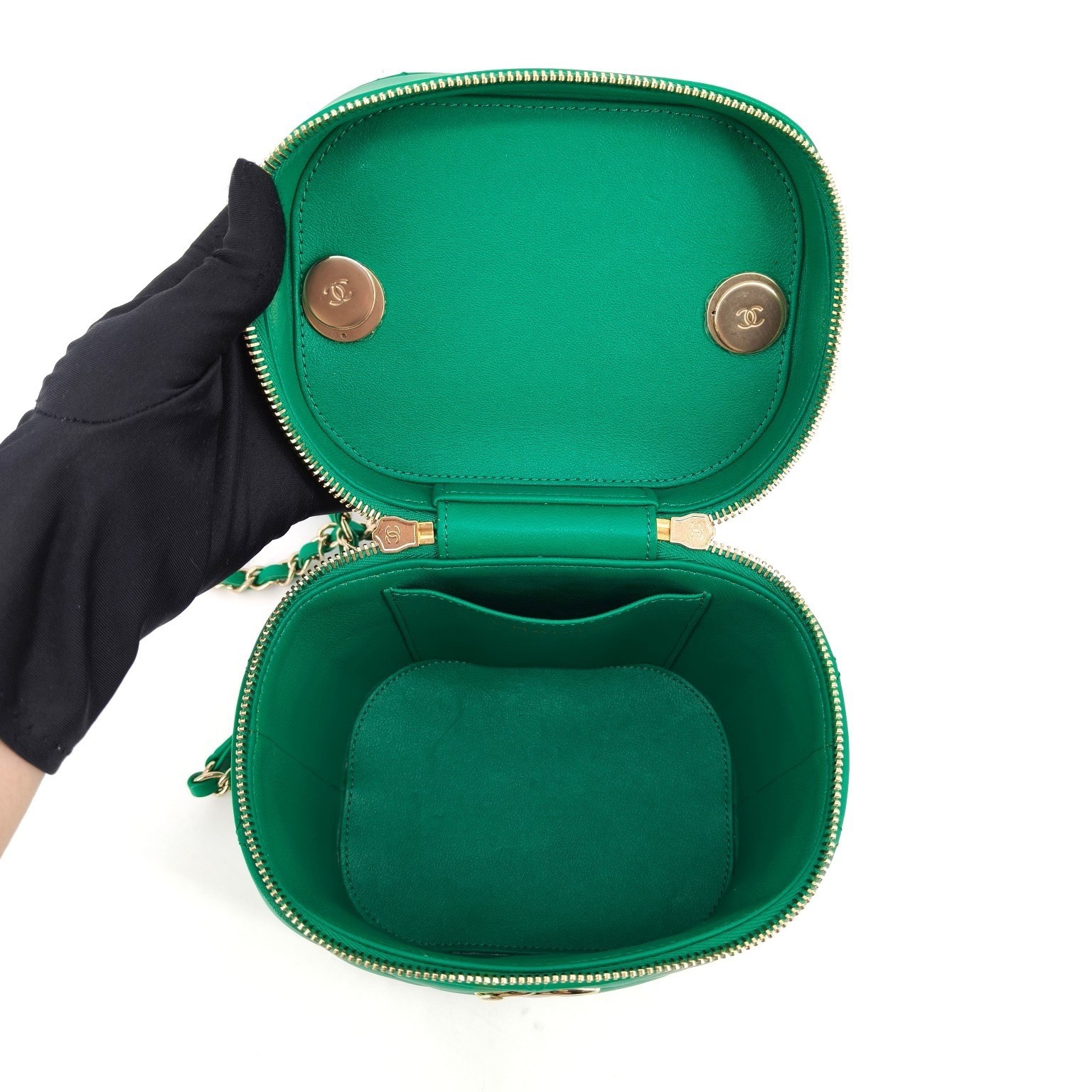 Green Lambskin Top Handle Vanity Bag — view 8