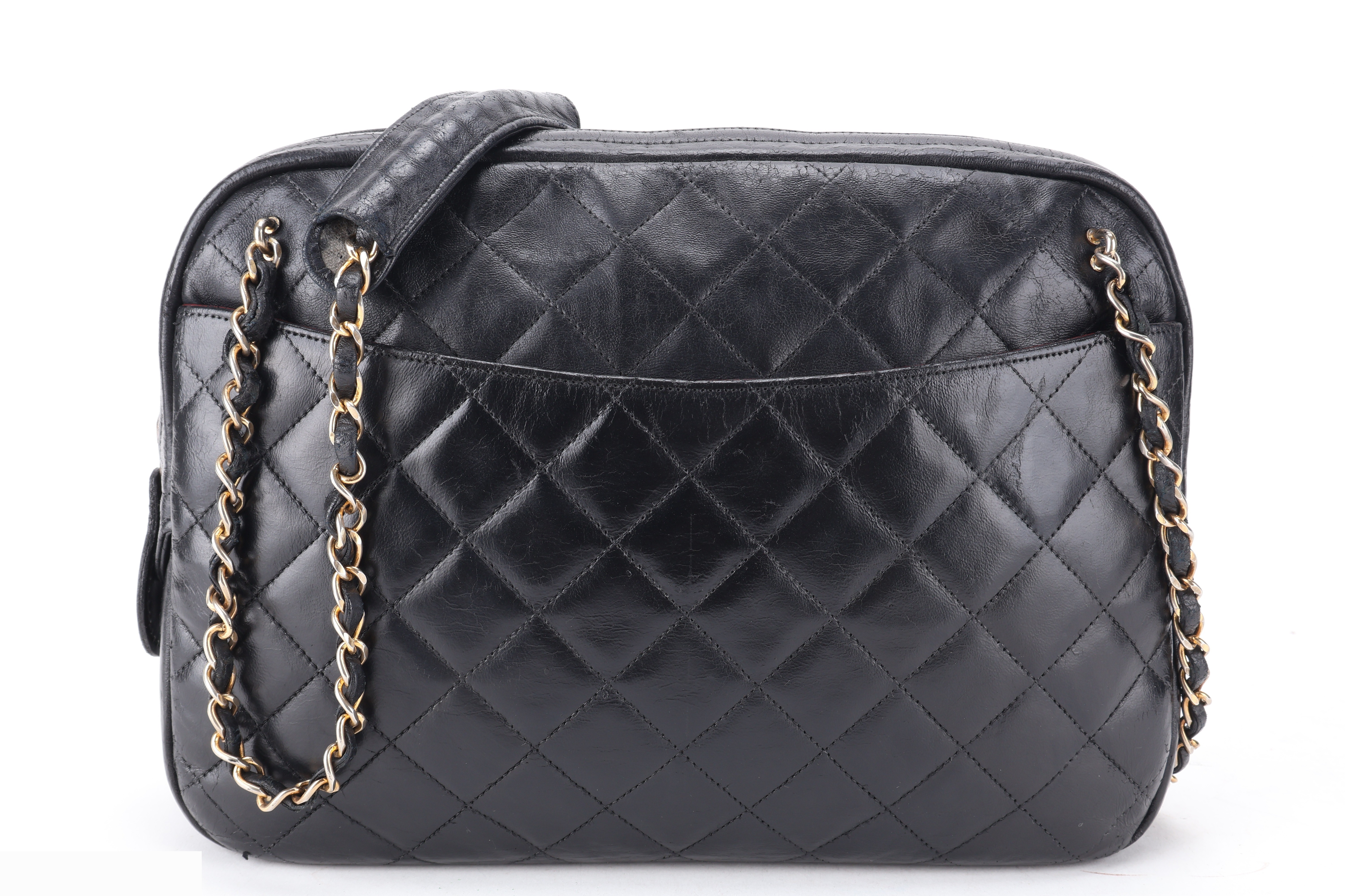 VINTAGE CAMERA BAG MEDIUM BLACK LAMBSKIN — view 2