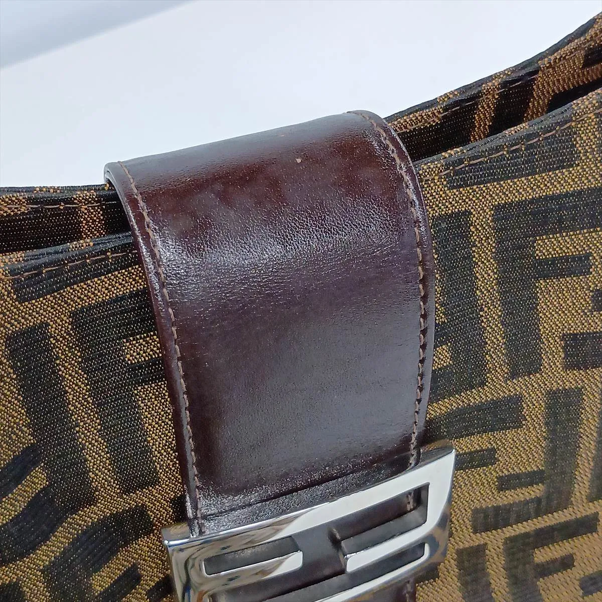 Zucca Canvas x Leather Shoulder Bag, Brown — view 12