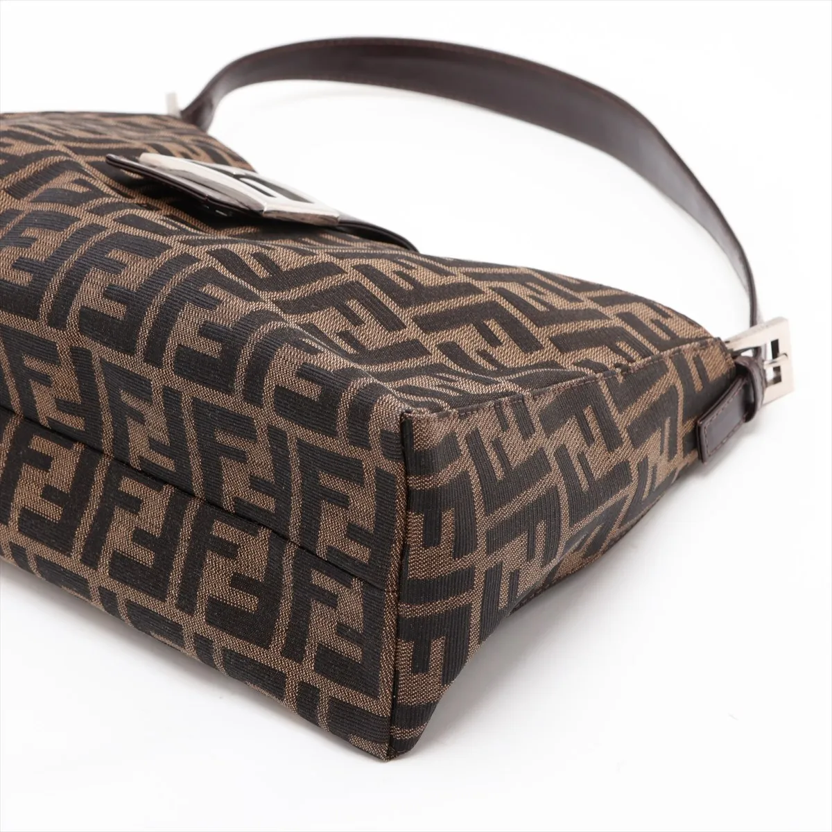 Zucca Canvas x Leather Shoulder Bag, Brown — view 3