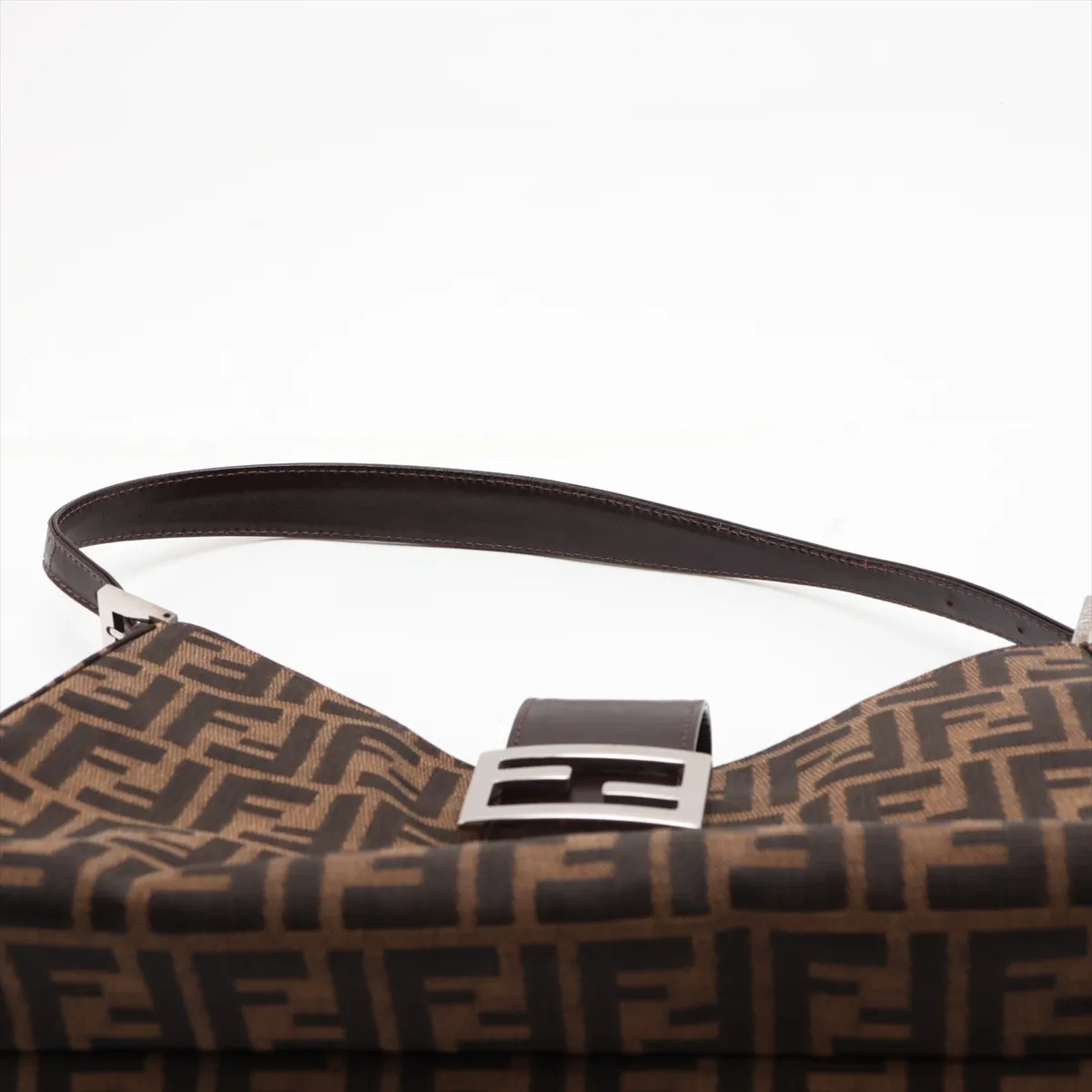 Zucca Canvas x Leather Shoulder Bag, Brown — view 6