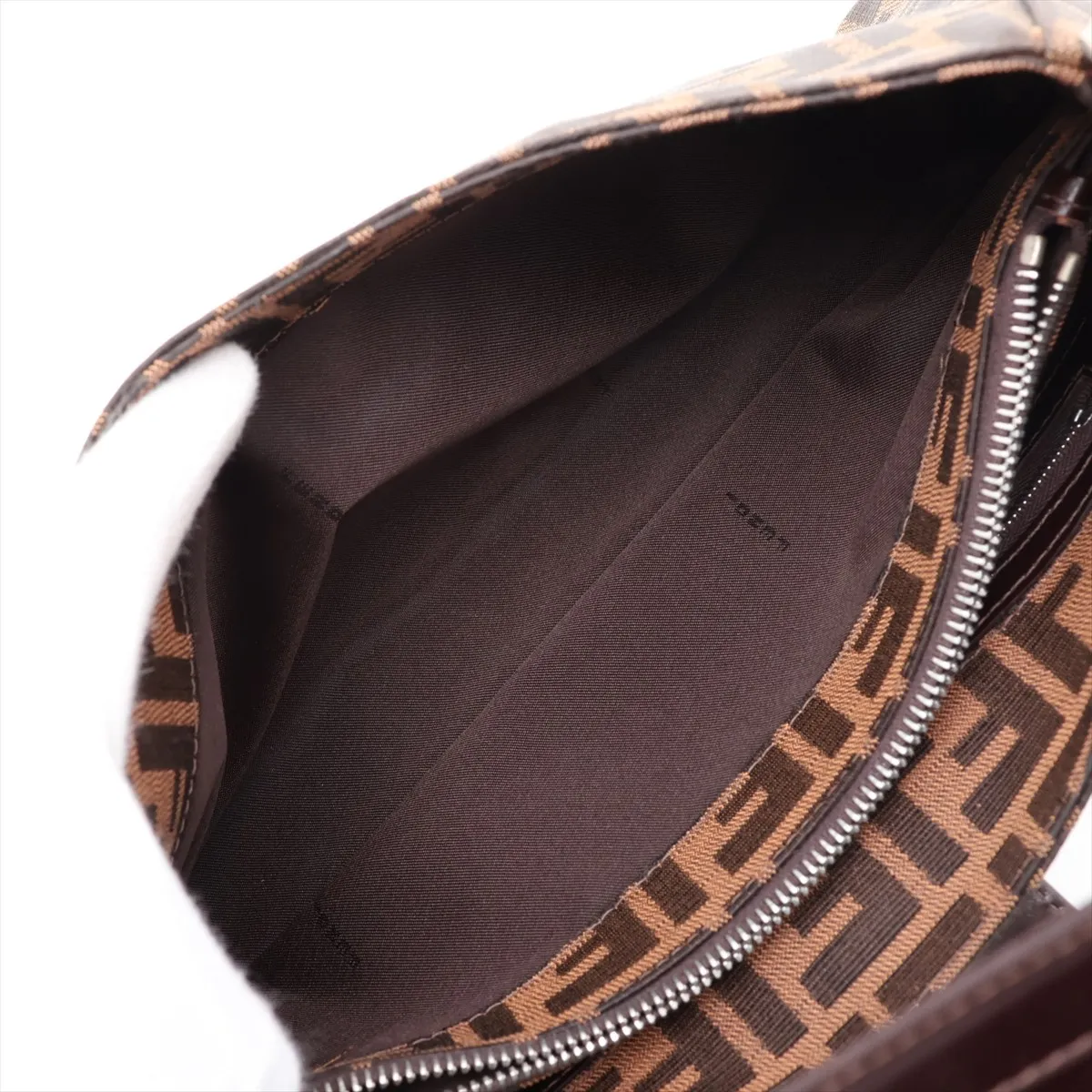 Zucca Canvas x Leather Shoulder Bag, Brown — view 7