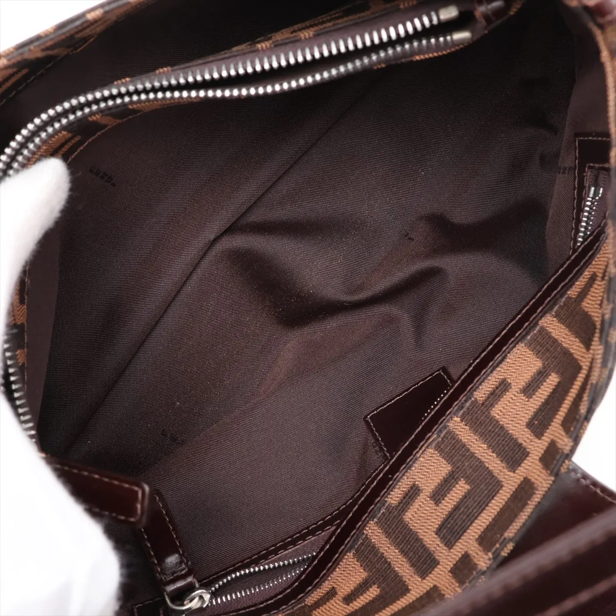 Zucca Canvas x Leather Shoulder Bag, Brown — view 8