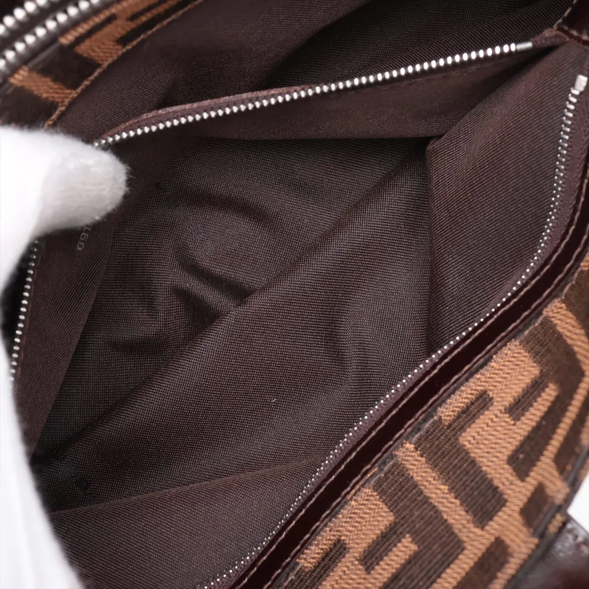 Zucca Canvas x Leather Shoulder Bag, Brown — view 9